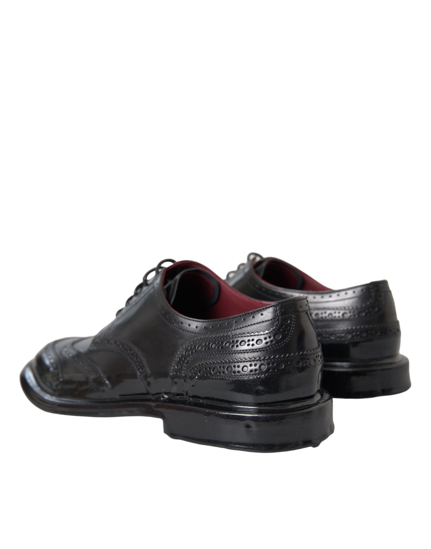 Dolce &amp; Gabbana Black Leather Oxford Wingtip Formal Men Shoes