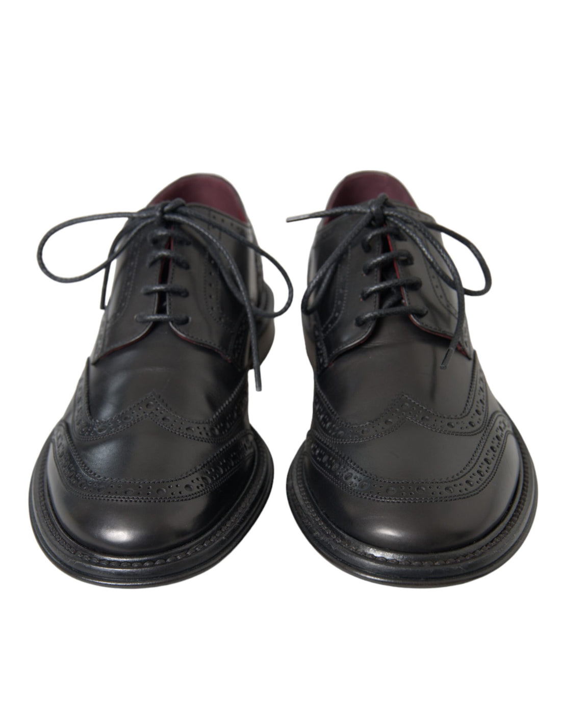 Dolce &amp; Gabbana Black Leather Oxford Wingtip Formal Men Shoes