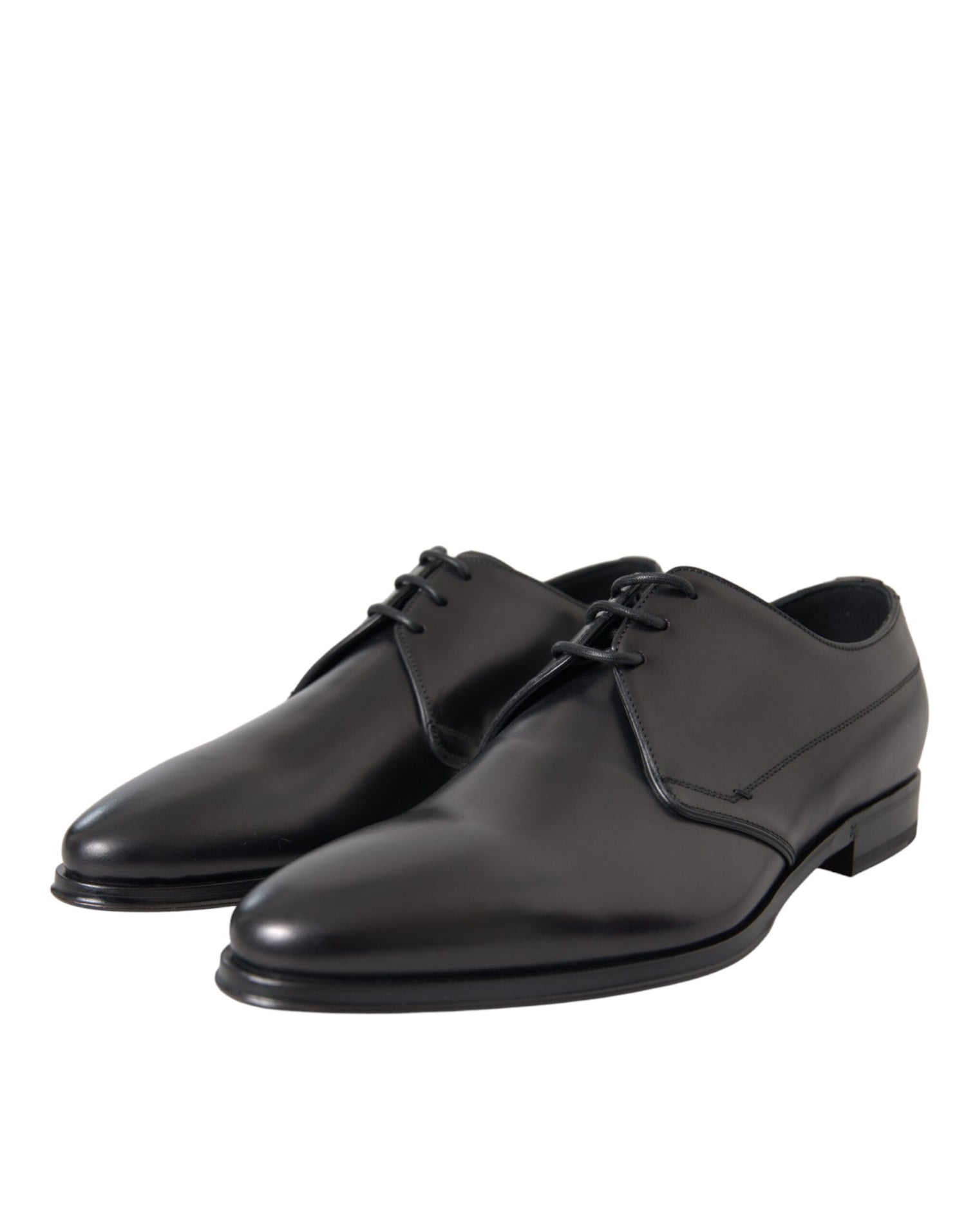 Dolce &amp; Gabbana Black Leather Derby Formal Dress Men Shoes