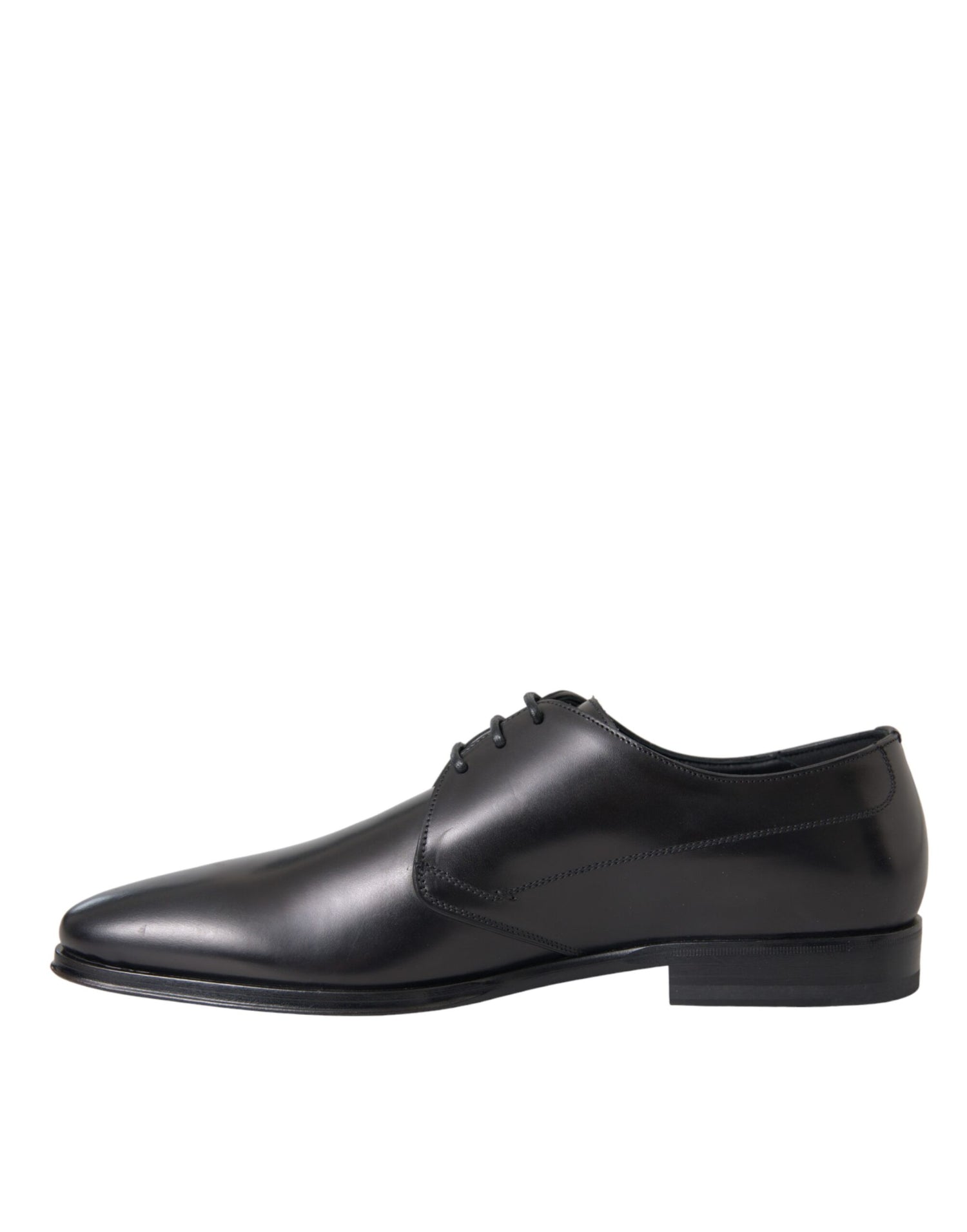 Dolce &amp; Gabbana Black Leather Derby Formal Dress Men Shoes