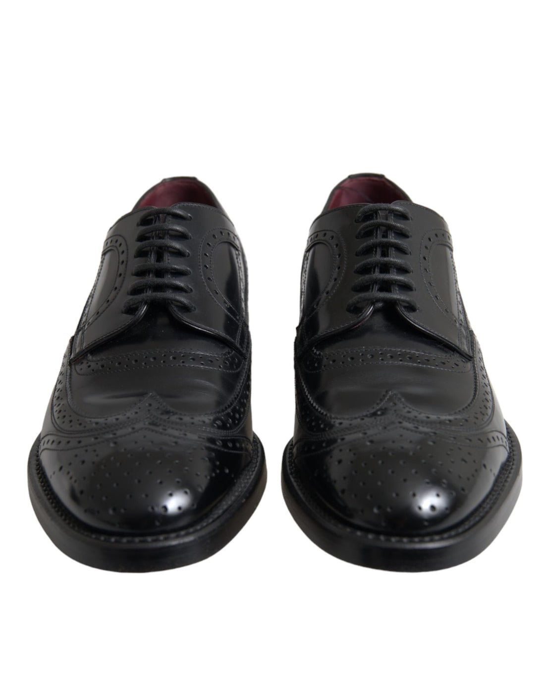 Dolce &amp; Gabbana Black Leather Oxford Wingtip Formal Men Shoes