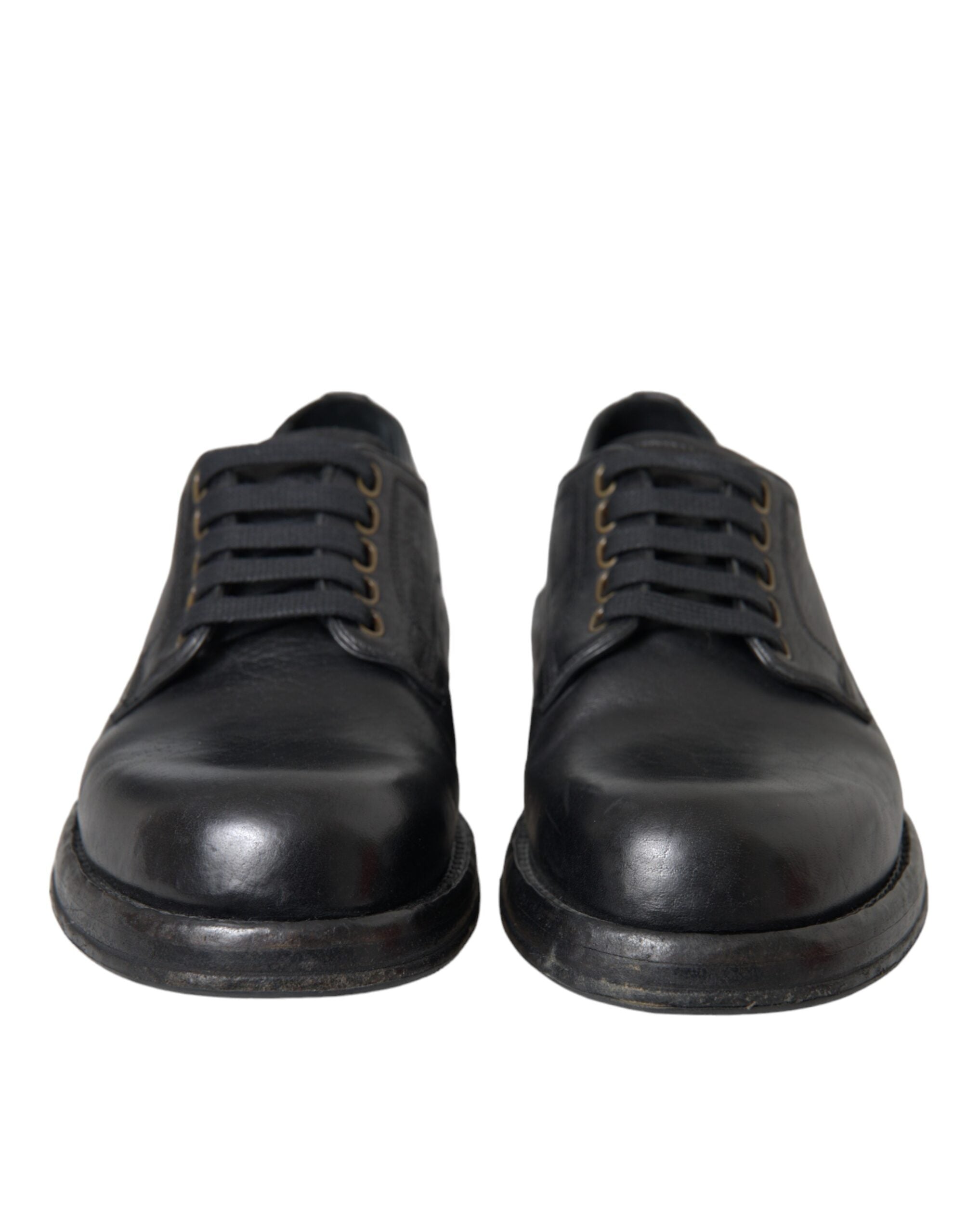 Dolce &amp; Gabbana Black Horse Leather Derby Men Dress Shoes