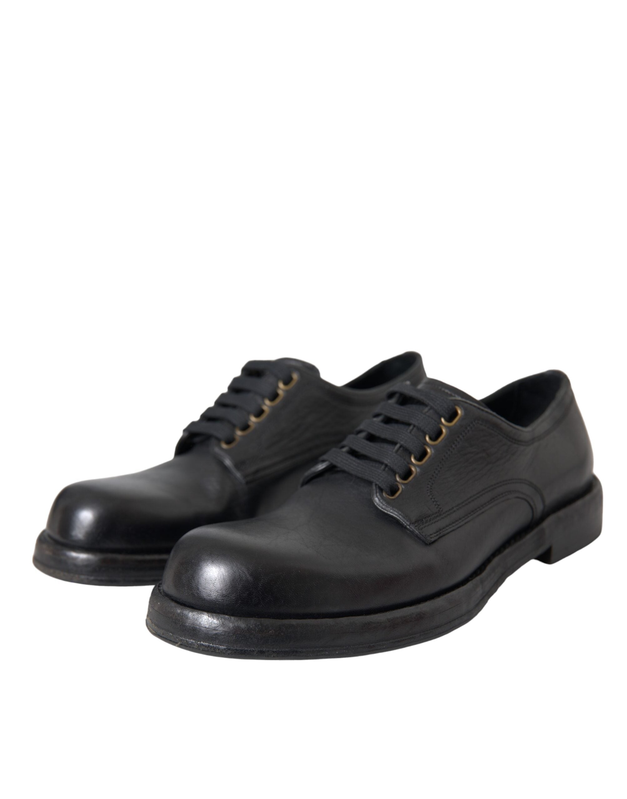 Dolce &amp; Gabbana Black Horse Leather Derby Men Dress Shoes