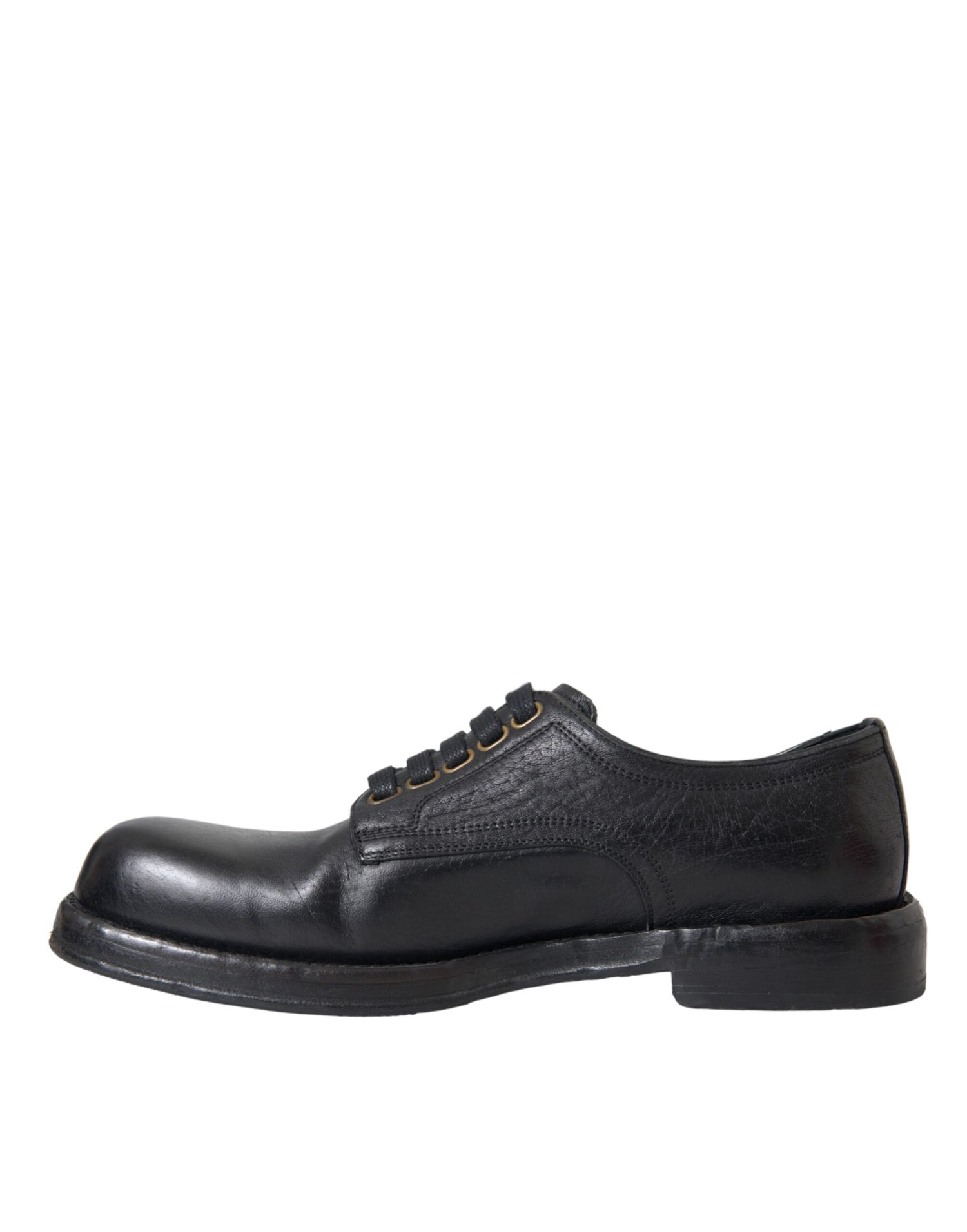 Dolce &amp; Gabbana Black Horse Leather Derby Men Dress Shoes