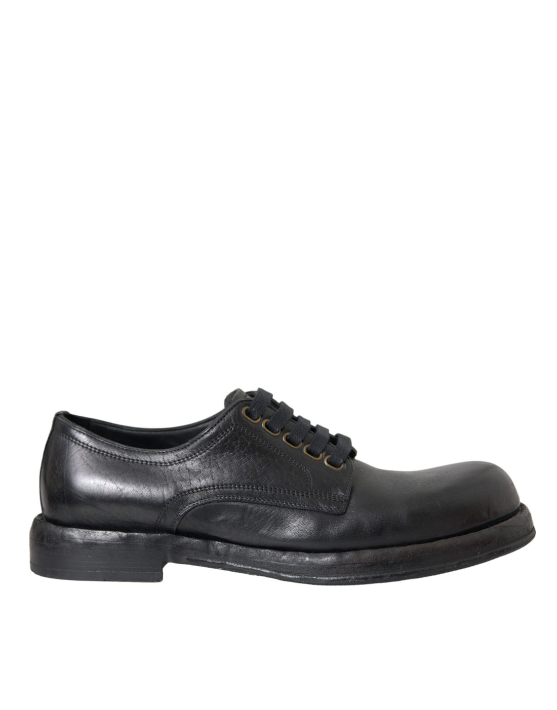 Dolce &amp; Gabbana Black Horse Leather Derby Men Dress Shoes