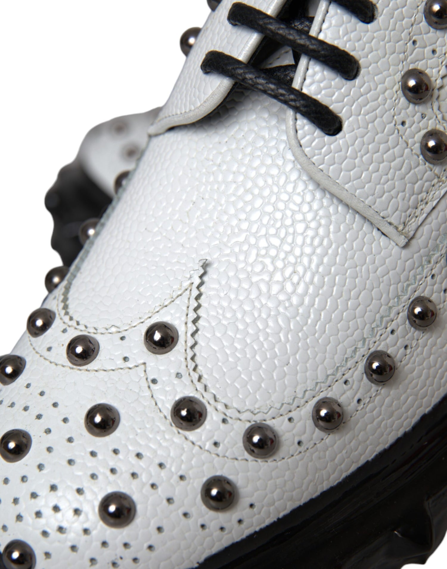 Dolce &amp; Gabbana Black White Embellished Derby Formal Shoes