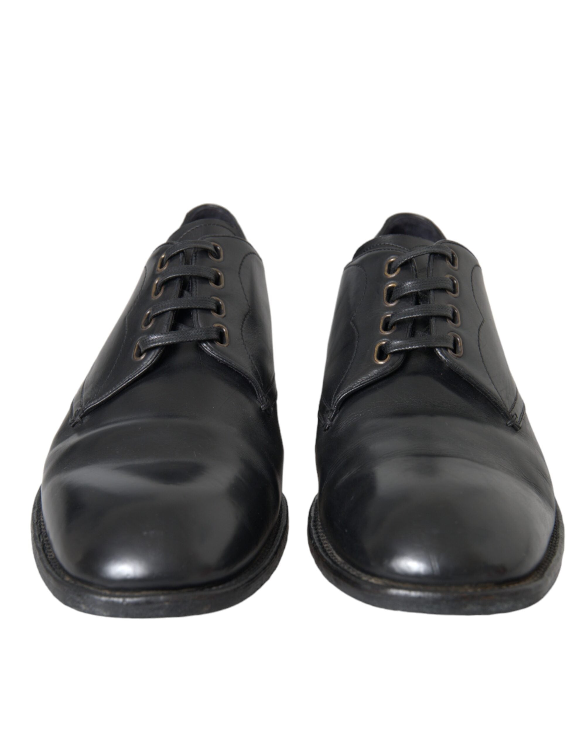 Dolce &amp; Gabbana Black Leather Derby Formal Dress Men Shoes