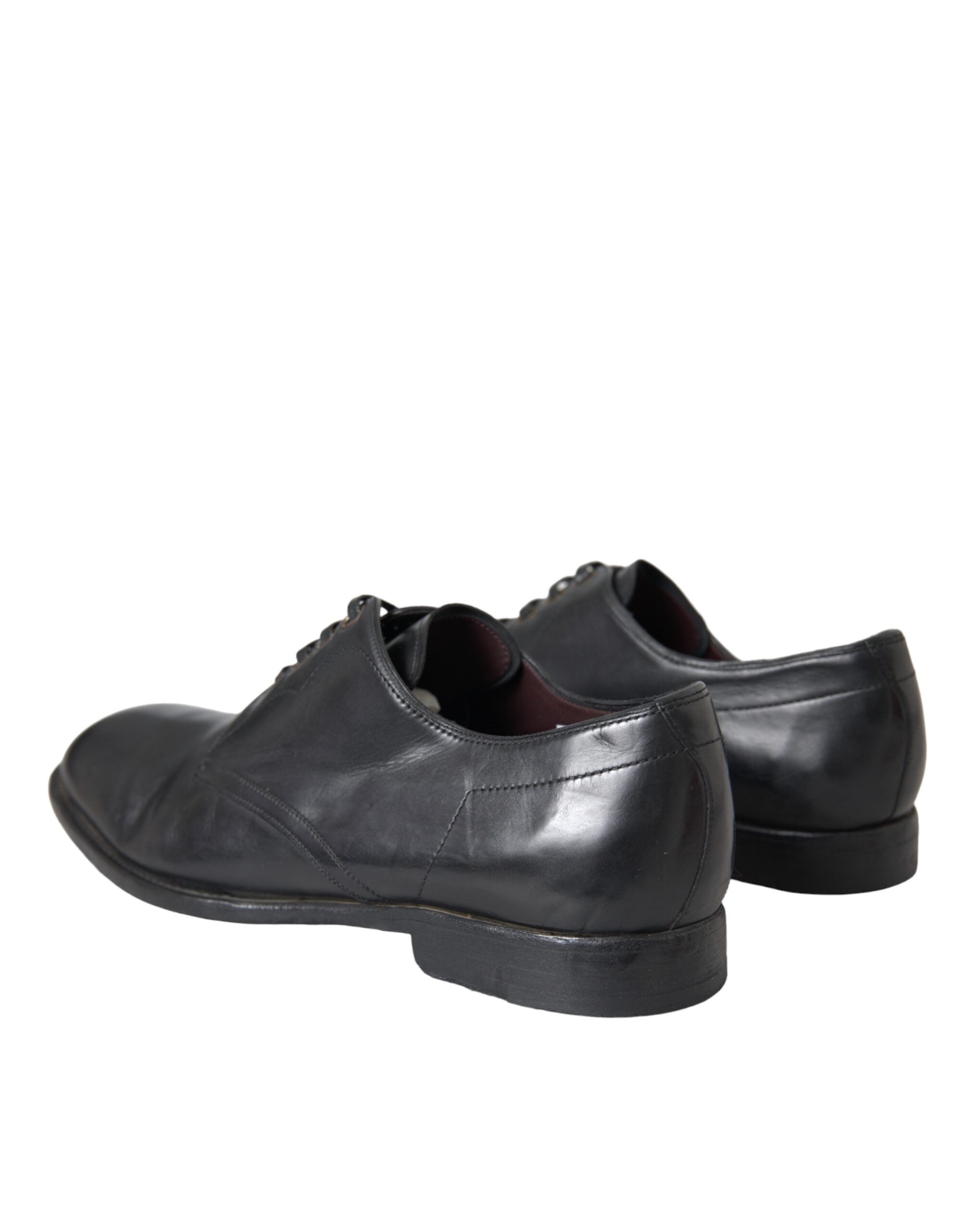 Dolce &amp; Gabbana Black Leather Derby Formal Dress Men Shoes