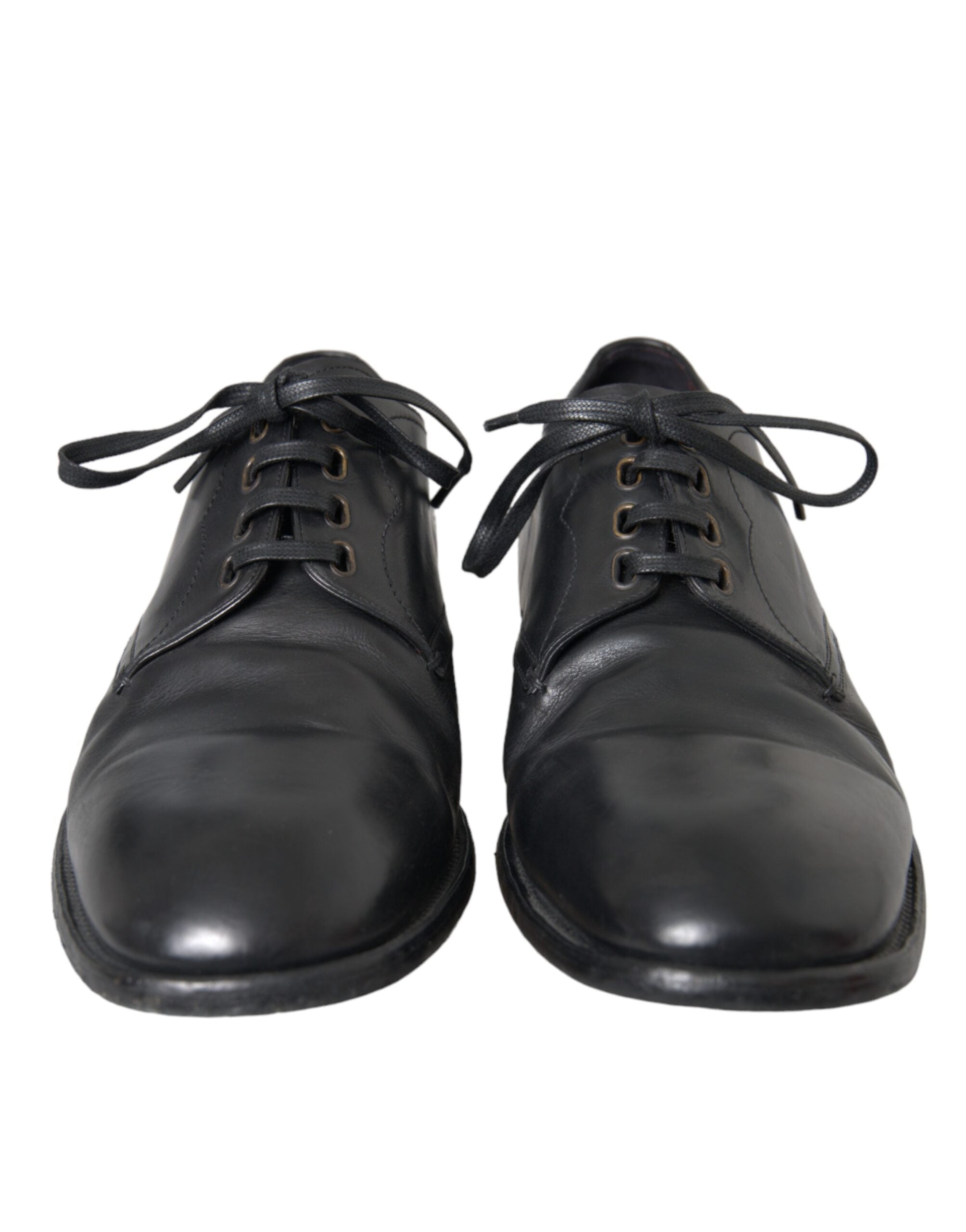 Dolce &amp; Gabbana Black Leather Derby Formal Dress Men Shoes