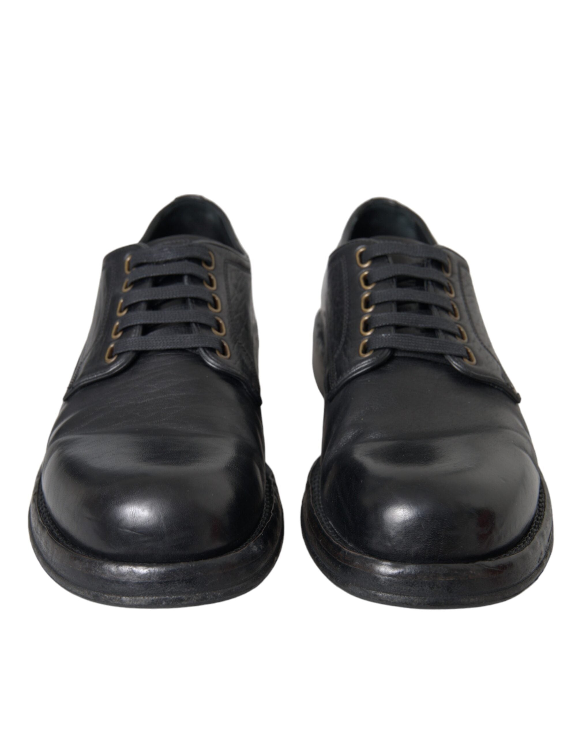 Dolce &amp; Gabbana Black Horse Leather Derby Men Dress Shoes