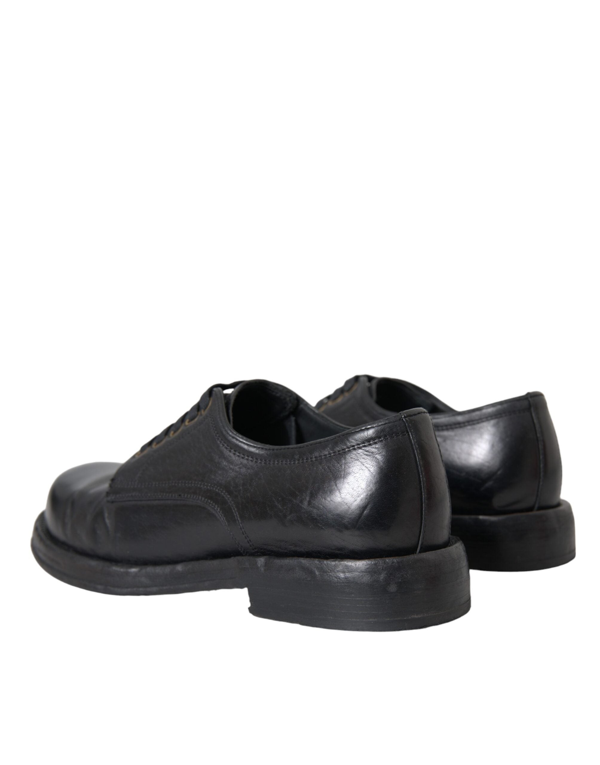 Dolce &amp; Gabbana Black Horse Leather Derby Men Dress Shoes