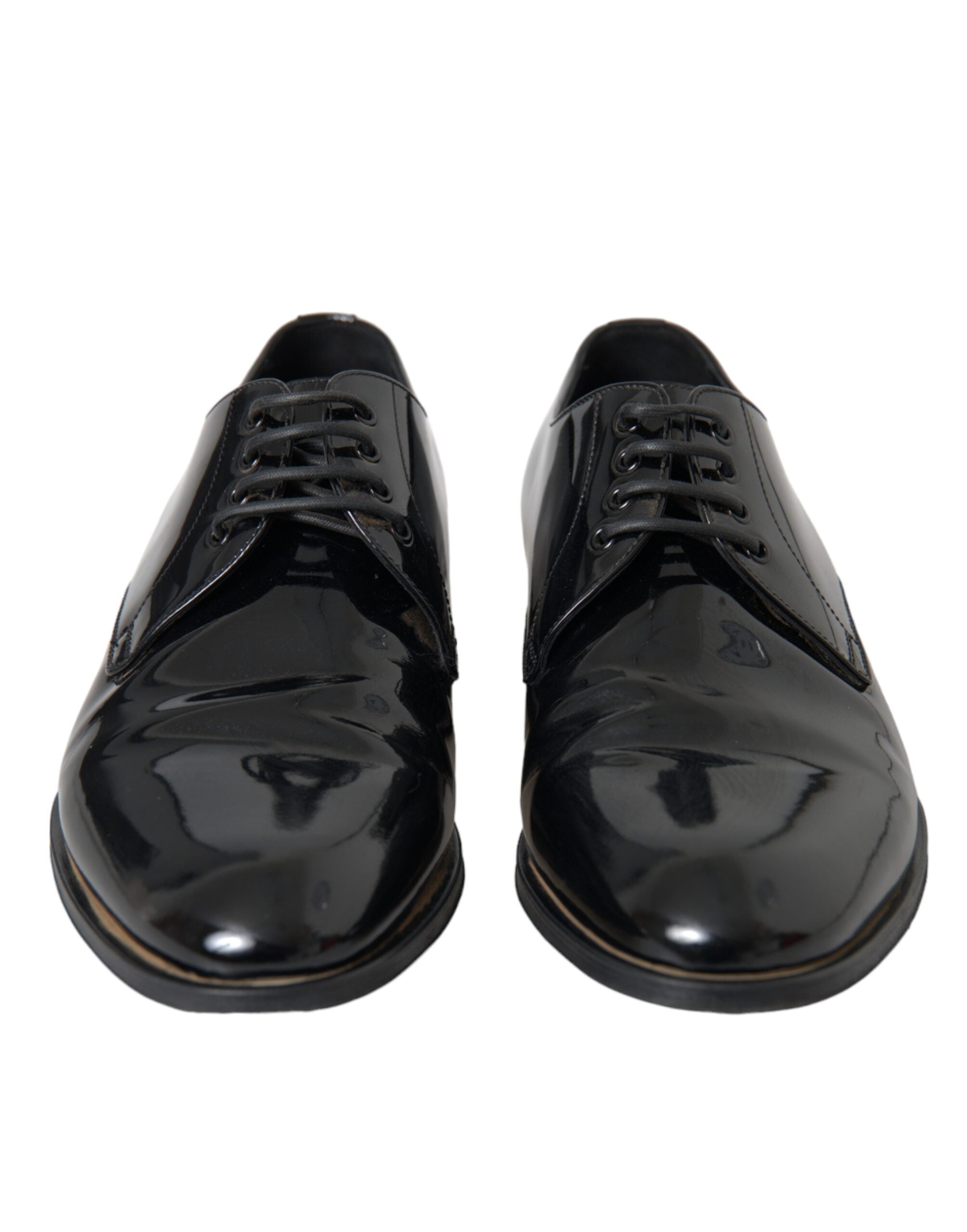 Dolce &amp; Gabbana Black Patent Leather Derby Formal Dress Shoes