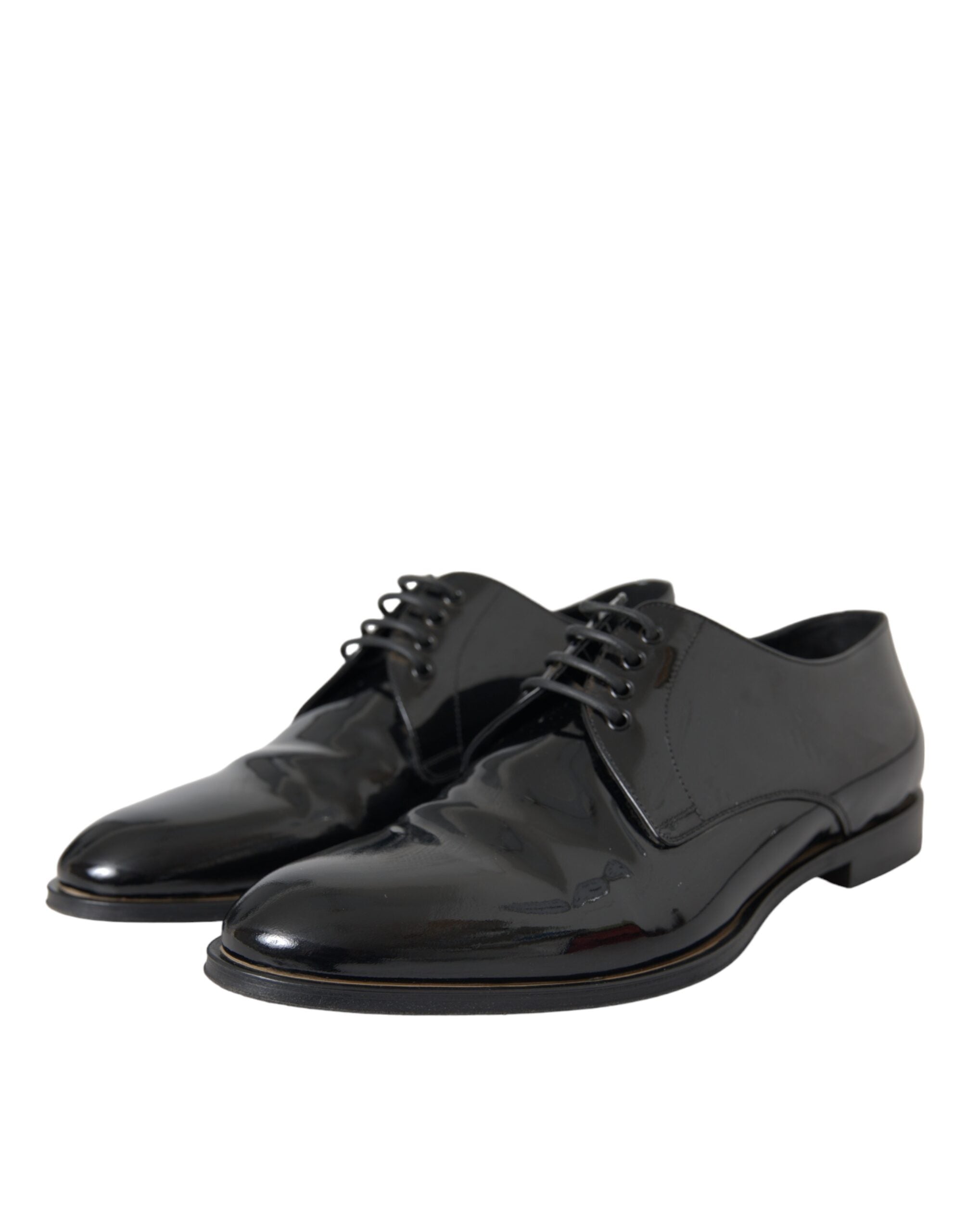 Dolce &amp; Gabbana Black Patent Leather Derby Formal Dress Shoes