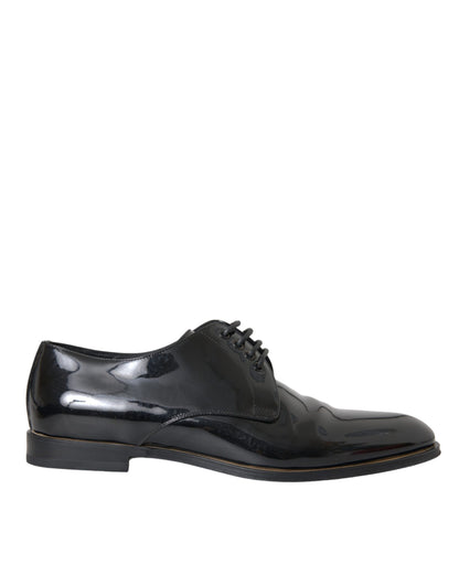 Dolce &amp; Gabbana Black Patent Leather Derby Formal Dress Shoes