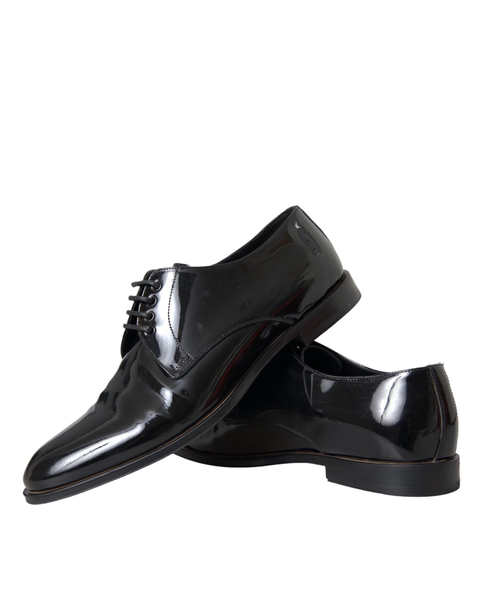 Dolce &amp; Gabbana Black Patent Leather Derby Formal Dress Shoes