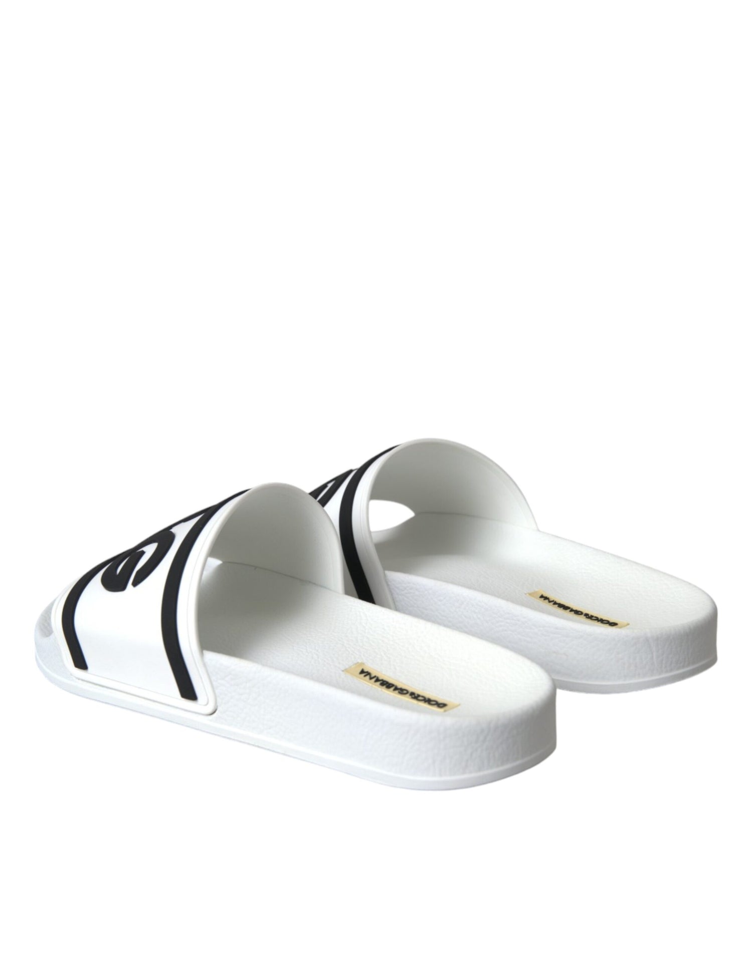 Dolce &amp; Gabbana White Black Sandals Rubber Beachwear Shoes