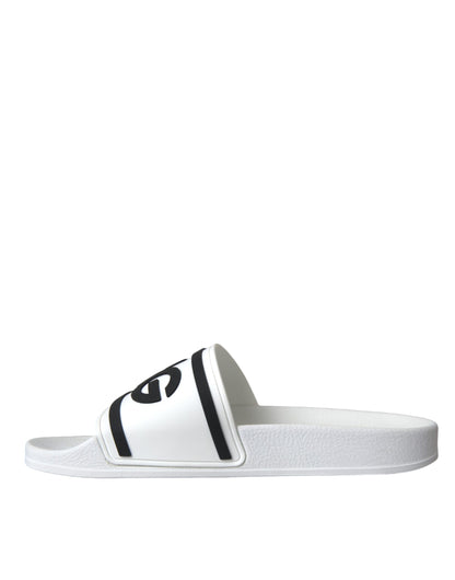 Dolce &amp; Gabbana White Black Sandals Rubber Beachwear Shoes