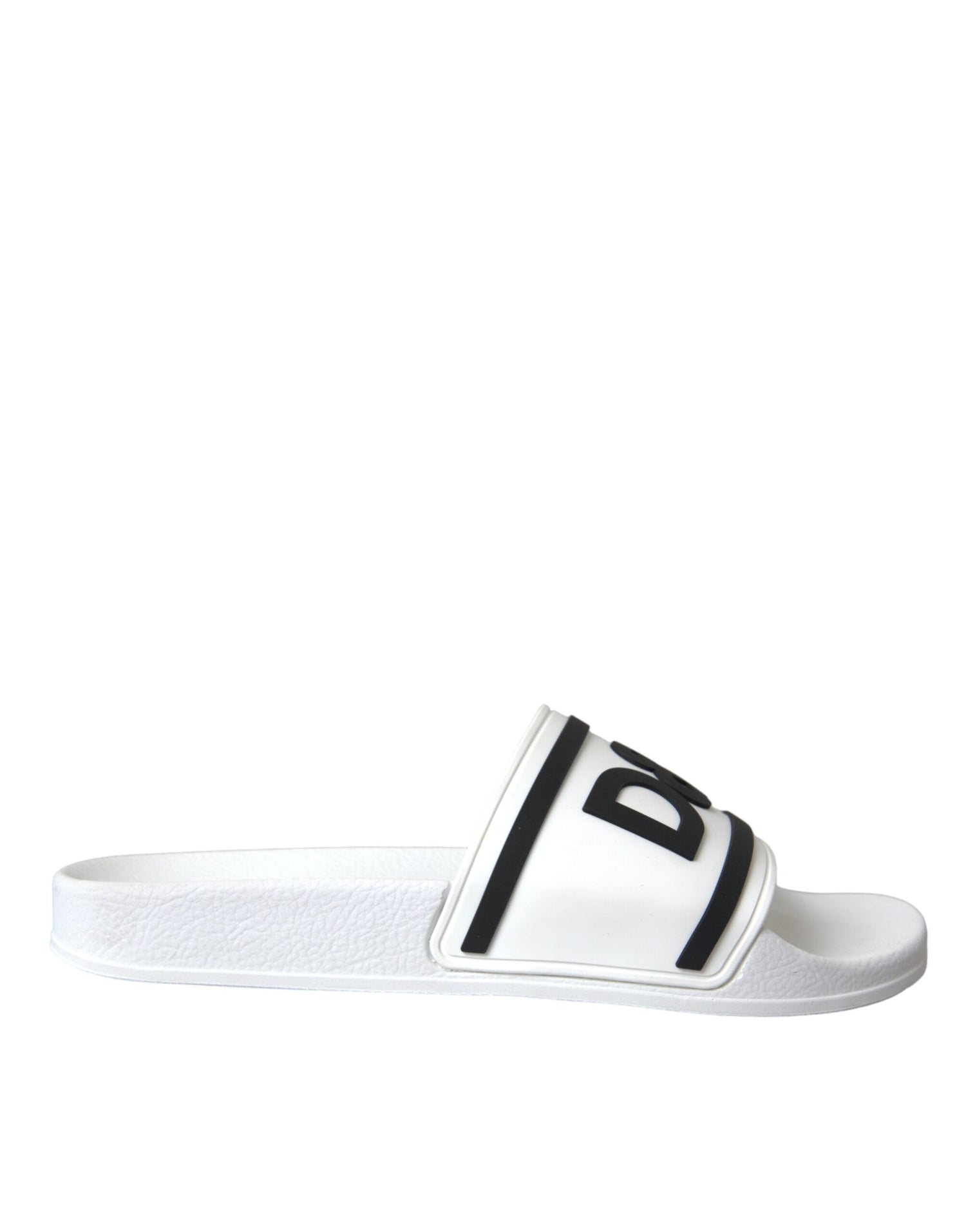 Dolce &amp; Gabbana White Black Sandals Rubber Beachwear Shoes