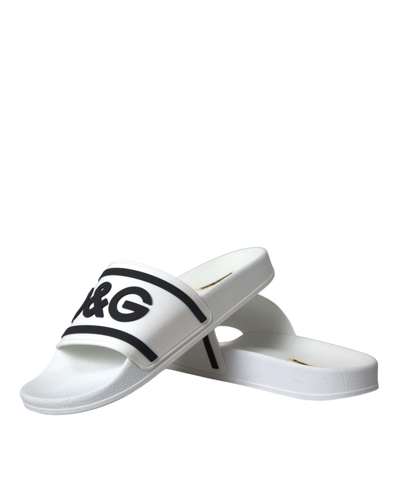 Dolce &amp; Gabbana White Black Sandals Rubber Beachwear Shoes