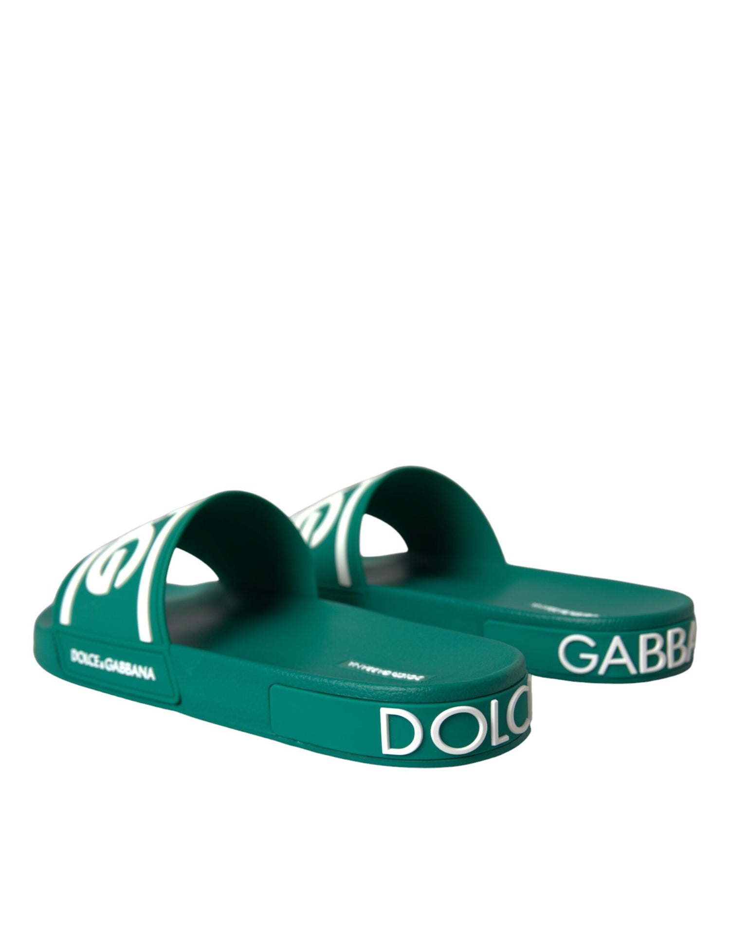 Dolce &amp; Gabbana Green White Sandals Rubber Beachwear Shoes