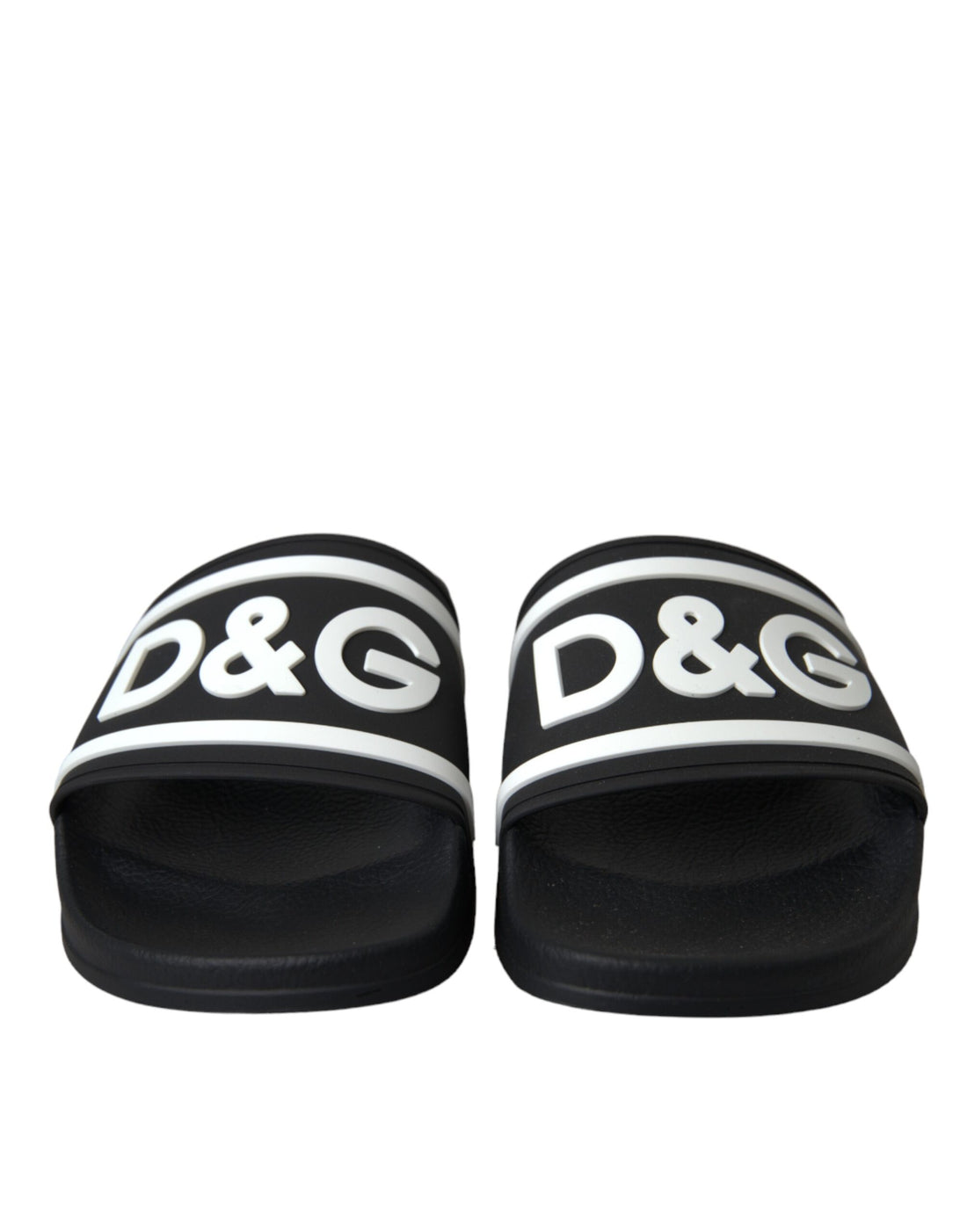 Dolce &amp; Gabbana Black White Sandals Rubber Beachwear Shoes