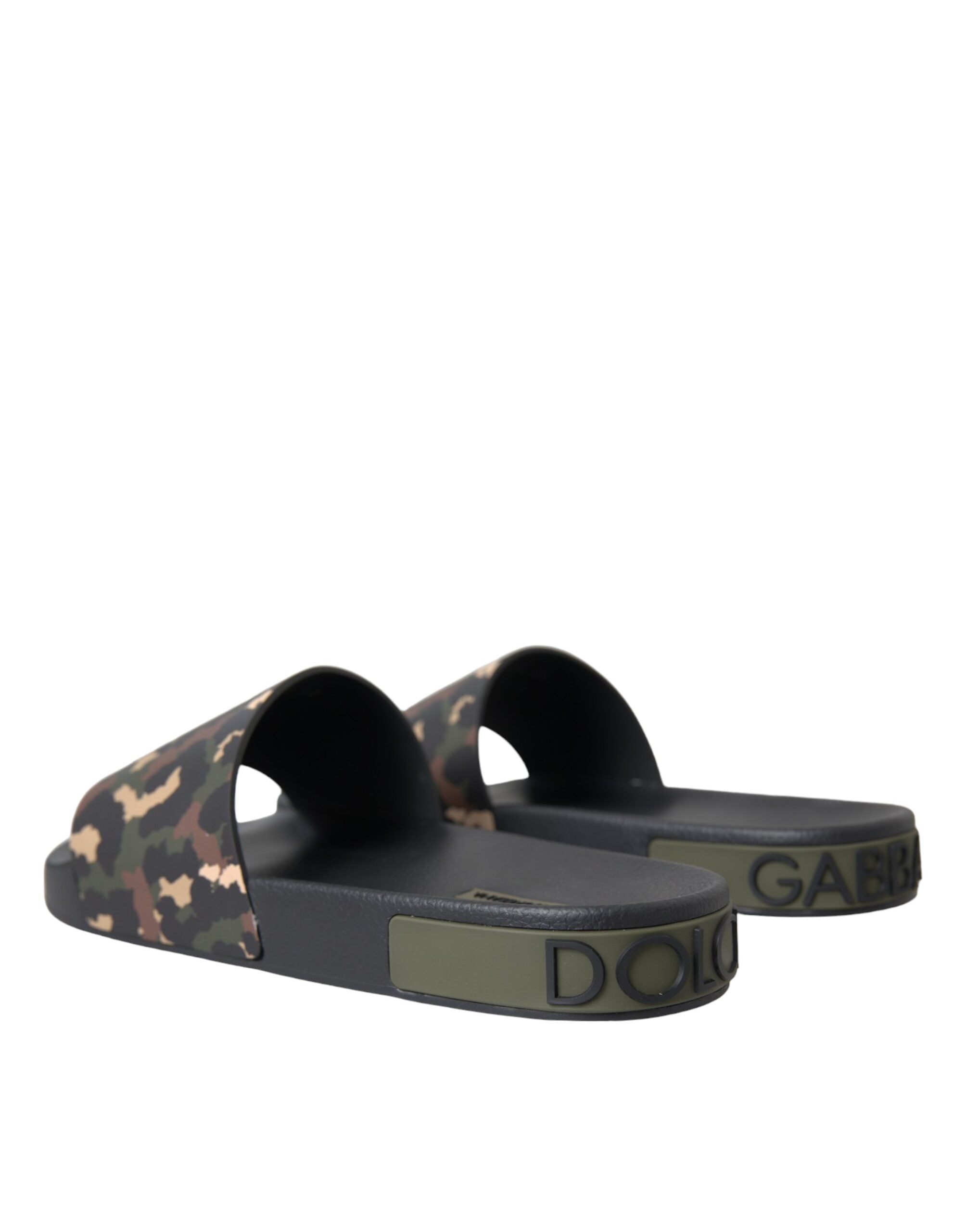 Dolce &amp; Gabbana Multicolor Camouflage Leather Beachwear Men Shoes