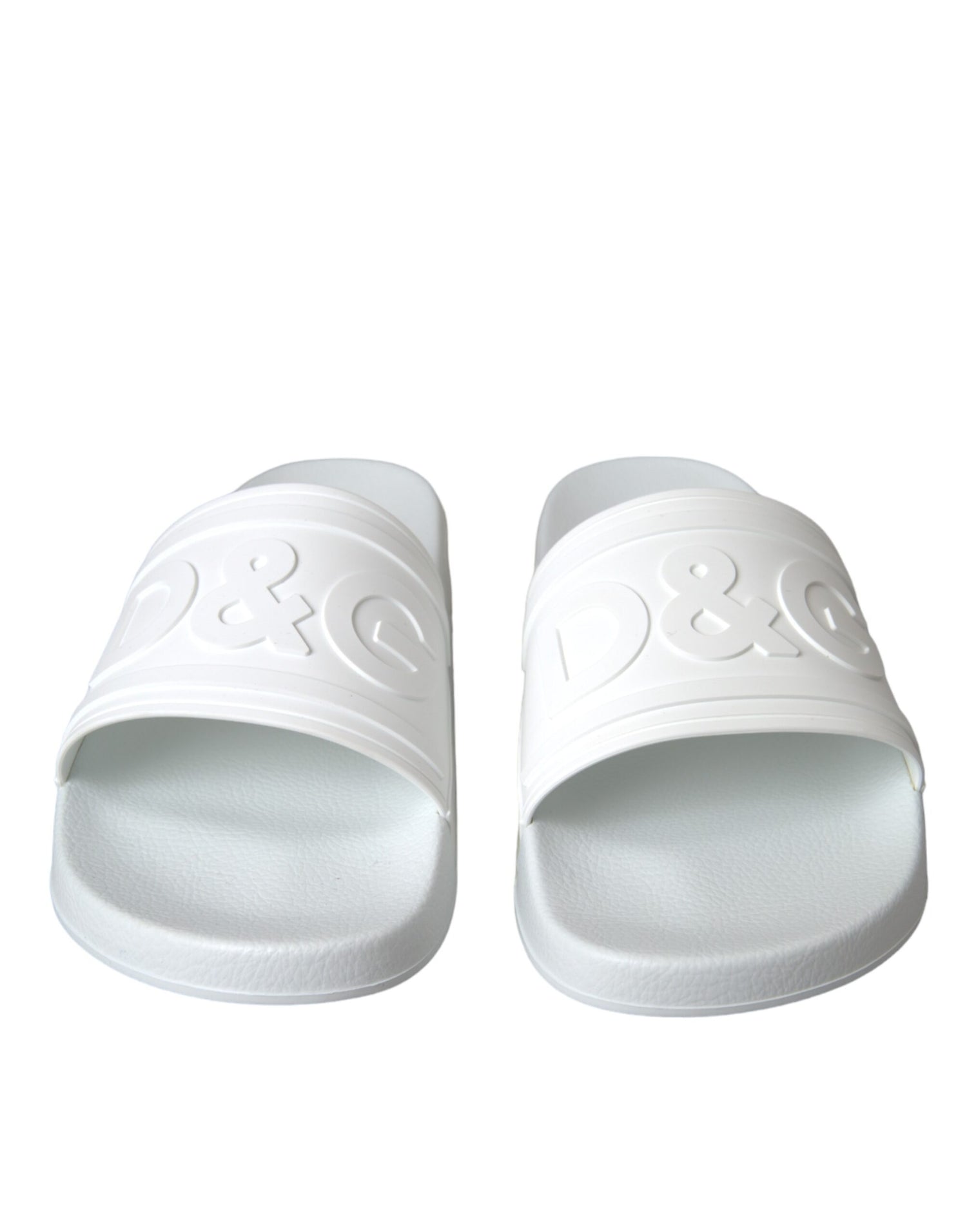 Dolce &amp; Gabbana White Rubber Slides Sandals Beachwear Shoes