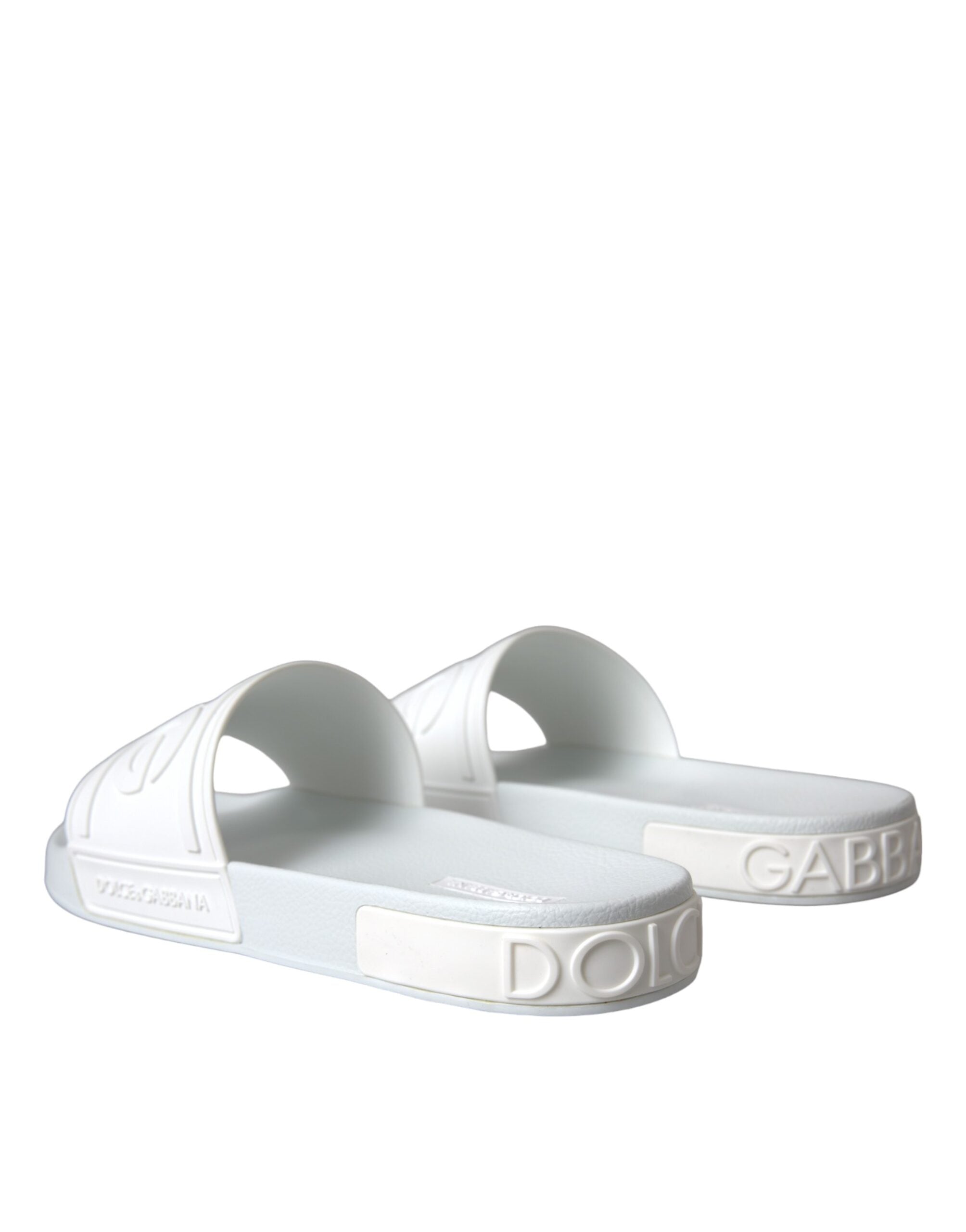 Dolce &amp; Gabbana White Rubber Slides Sandals Beachwear Shoes