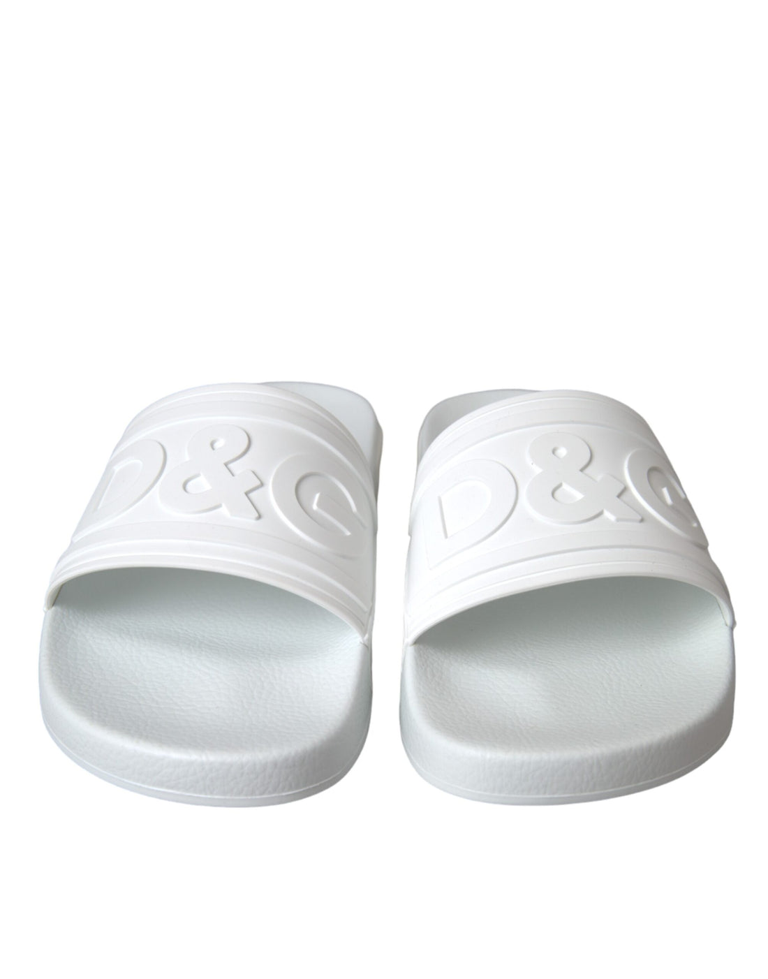 Dolce &amp; Gabbana White Rubber Slides Sandals Beachwear Shoes