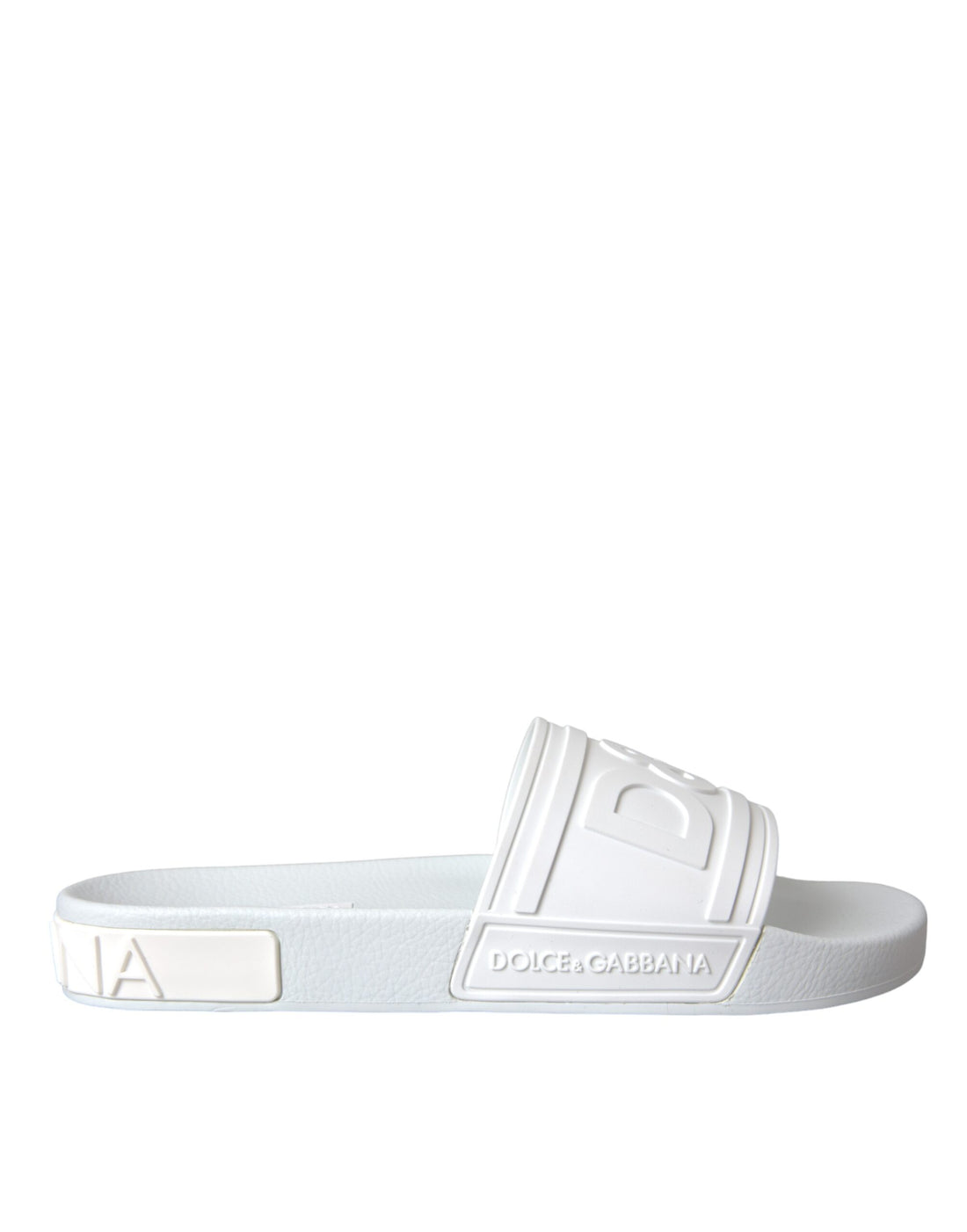 Dolce &amp; Gabbana White Rubber Slides Sandals Beachwear Shoes