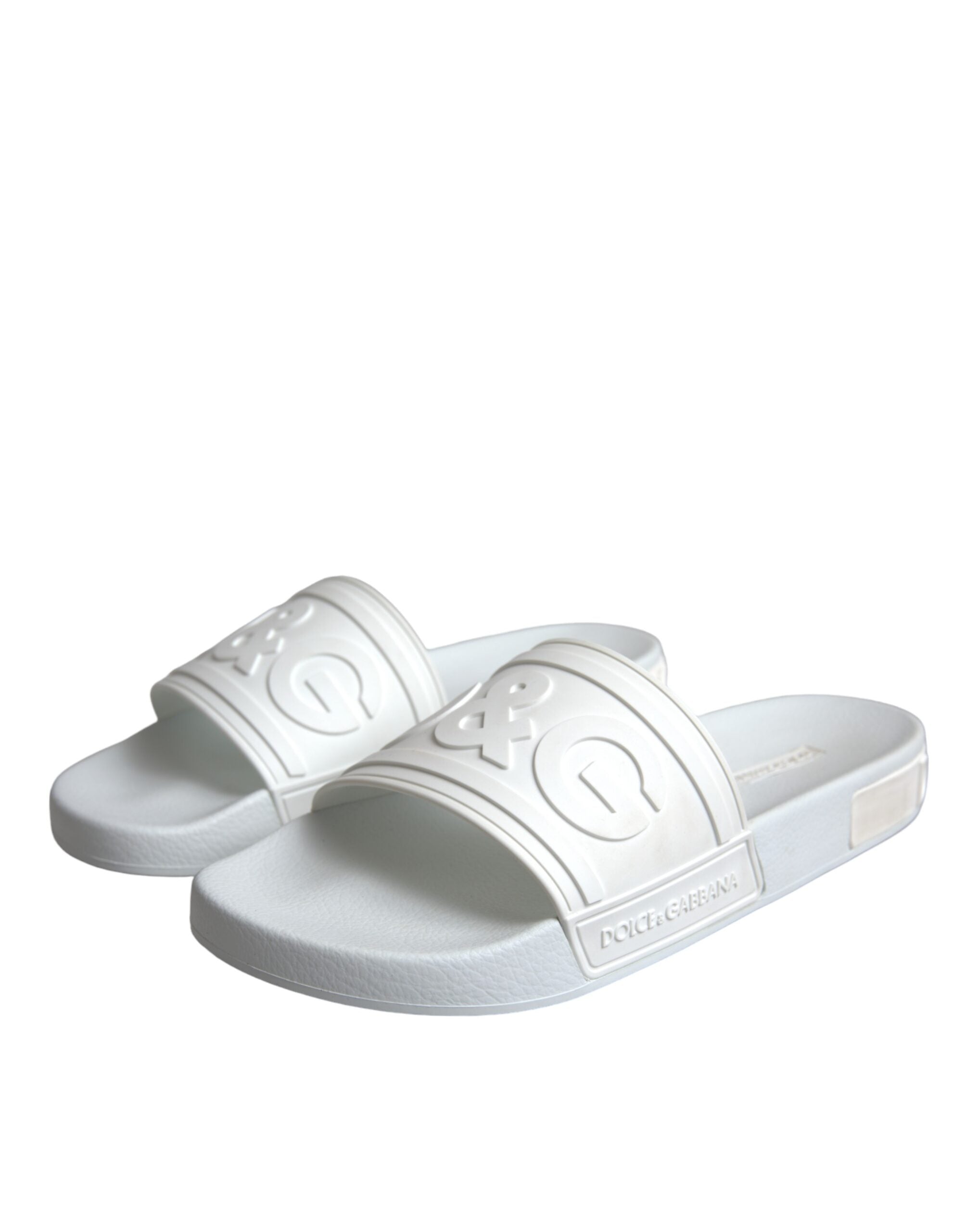 Dolce &amp; Gabbana White Rubber Slides Sandals Beachwear Shoes