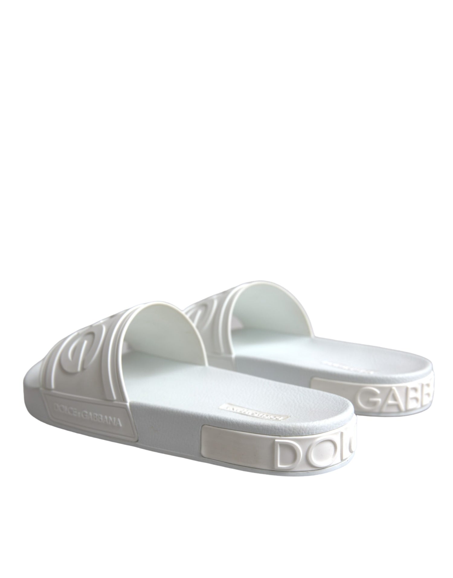 Dolce &amp; Gabbana White Rubber Slides Sandals Beachwear Shoes