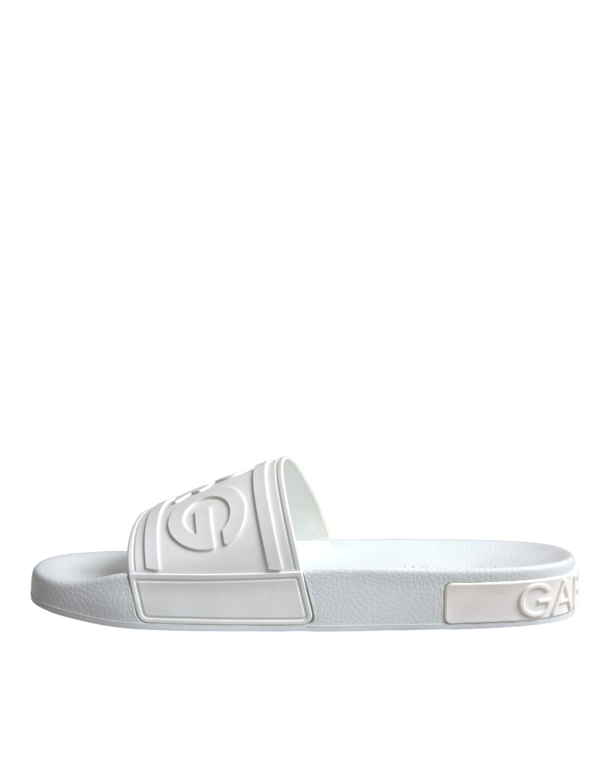 Dolce &amp; Gabbana White Rubber Slides Sandals Beachwear Shoes