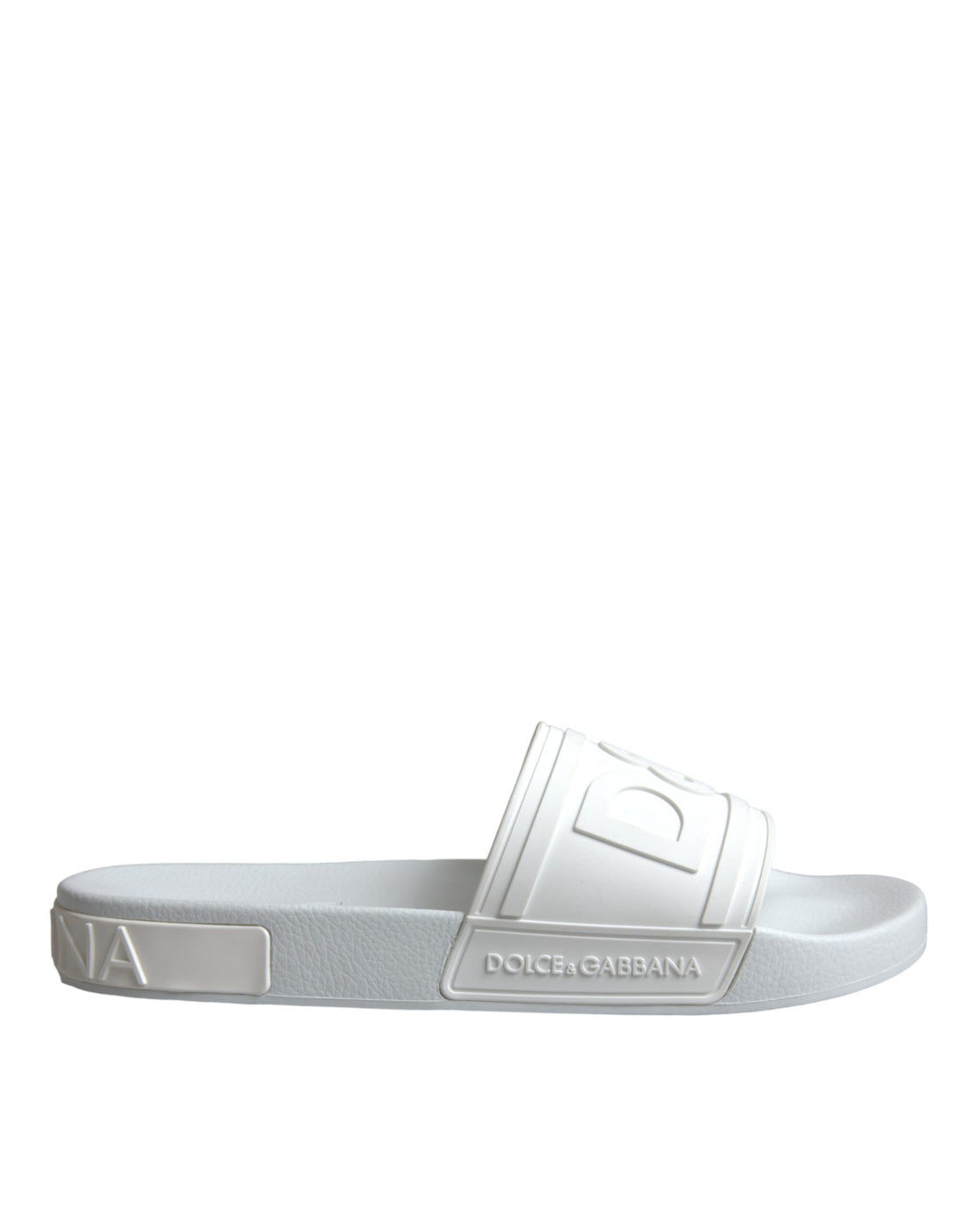 Dolce &amp; Gabbana White Rubber Slides Sandals Beachwear Shoes