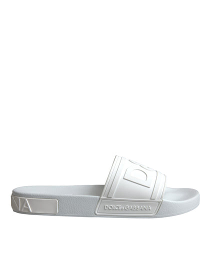 Dolce &amp; Gabbana White Rubber Slides Sandals Beachwear Shoes