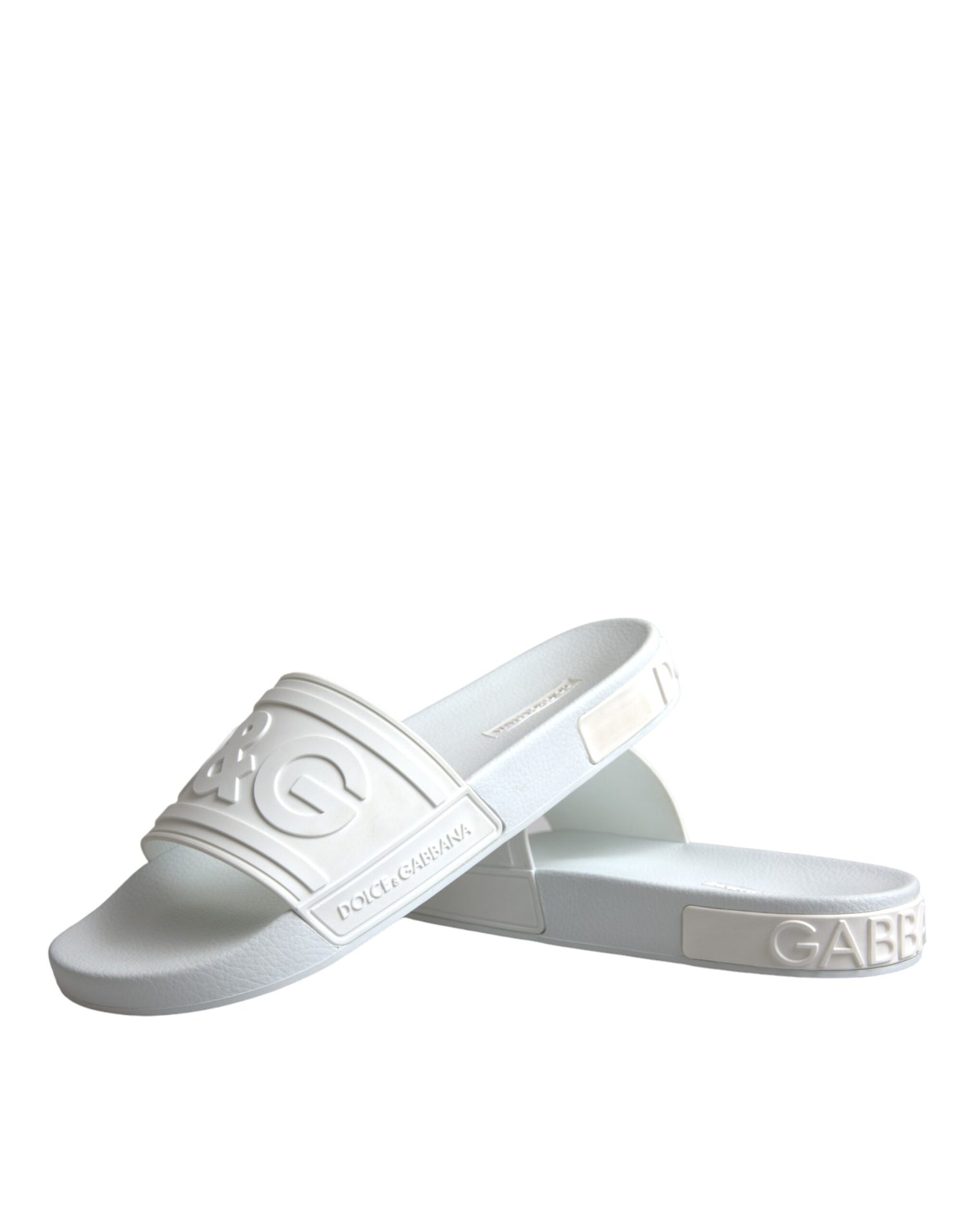 Dolce &amp; Gabbana White Rubber Slides Sandals Beachwear Shoes