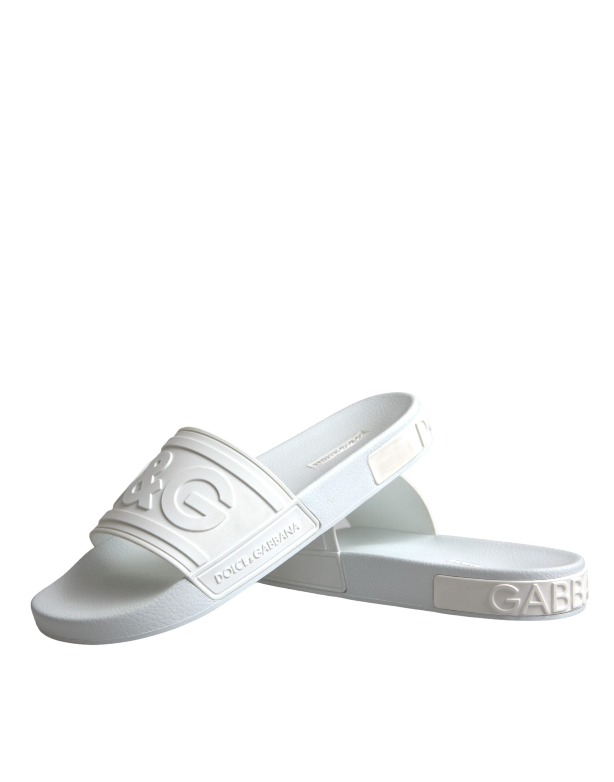 Dolce &amp; Gabbana White Rubber Slides Sandals Beachwear Shoes