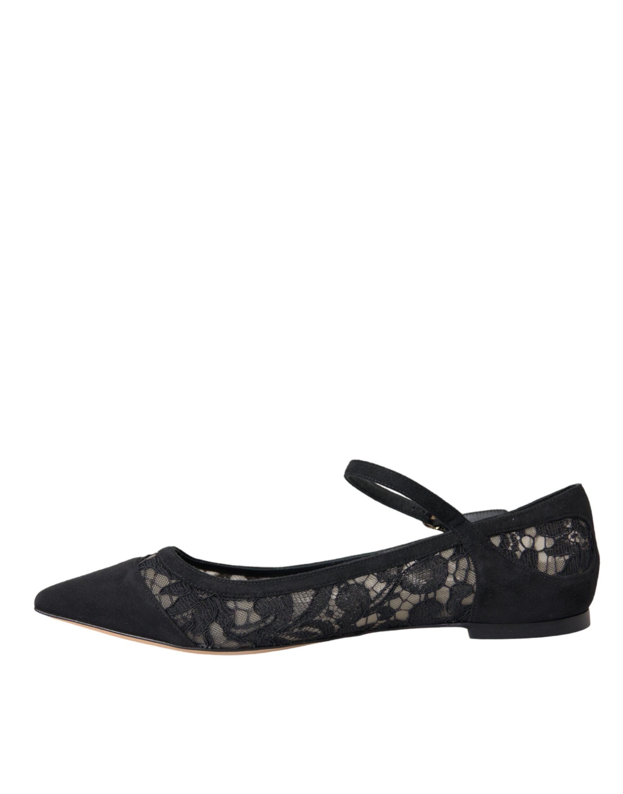 Dolce &amp; Gabbana Black Taormina Lace Bellucci Flats Shoes