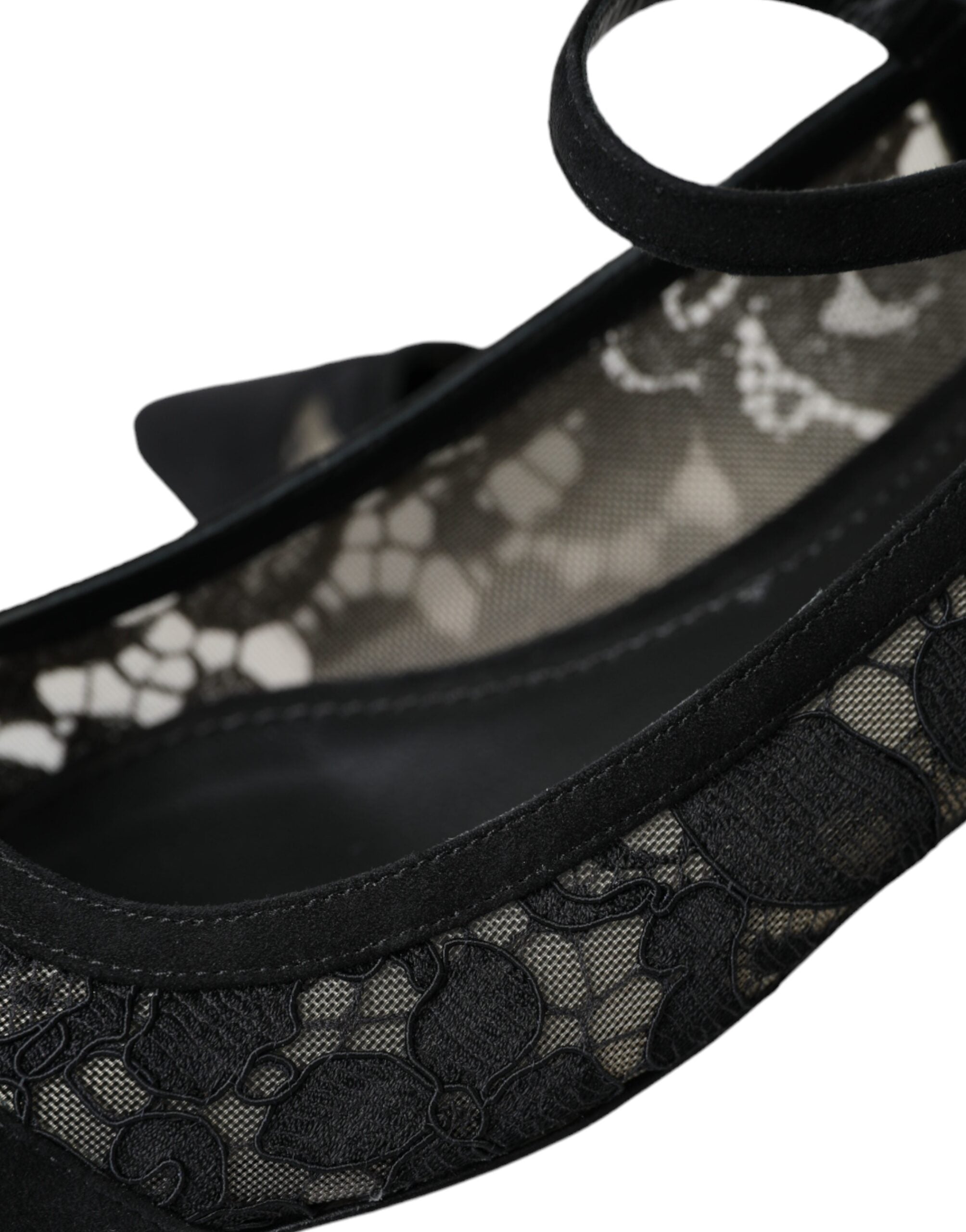 Dolce &amp; Gabbana Black Taormina Lace Bellucci Flats Shoes