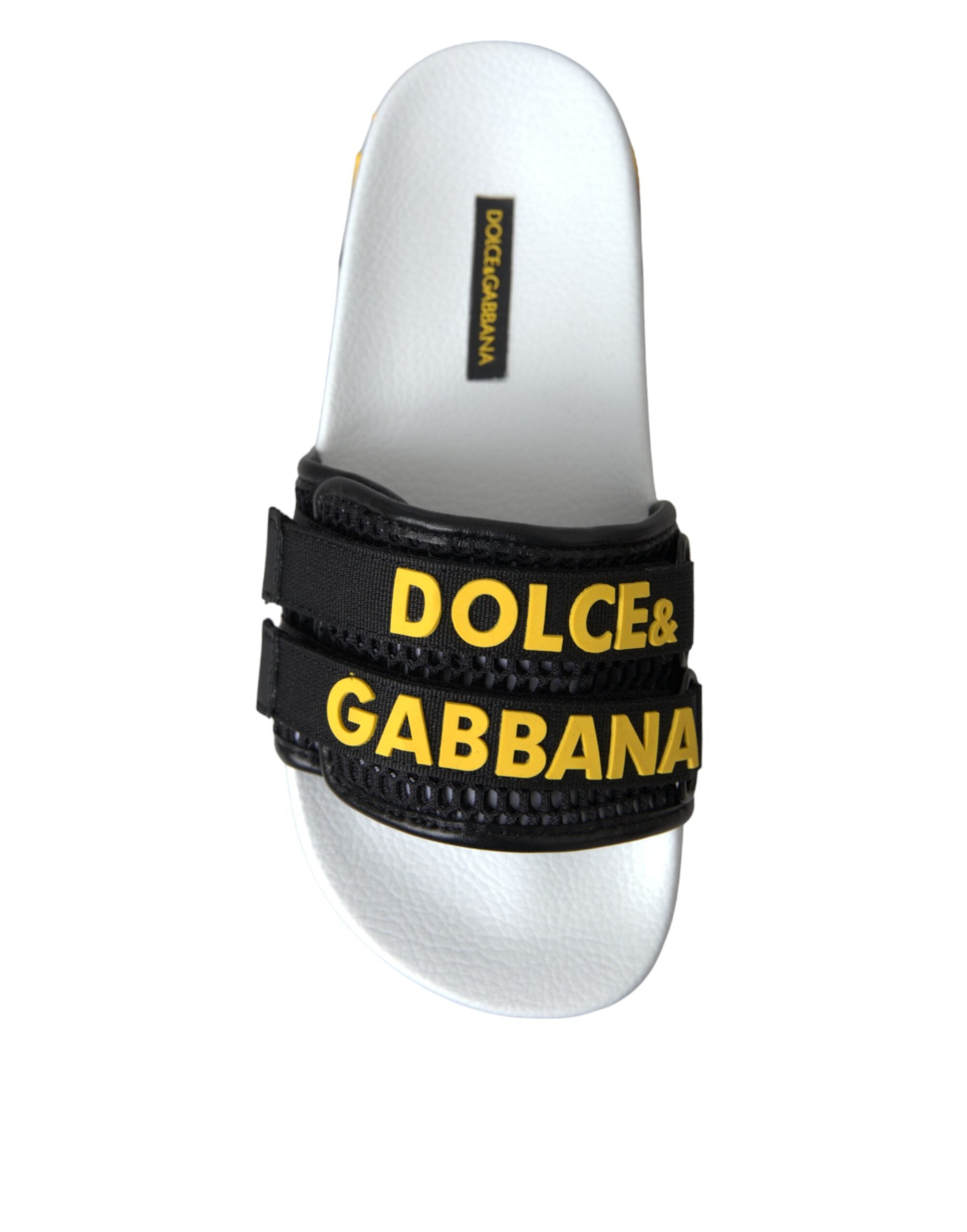 Dolce &amp; Gabbana White Black Logo Beachwear Flats Sandals Shoes