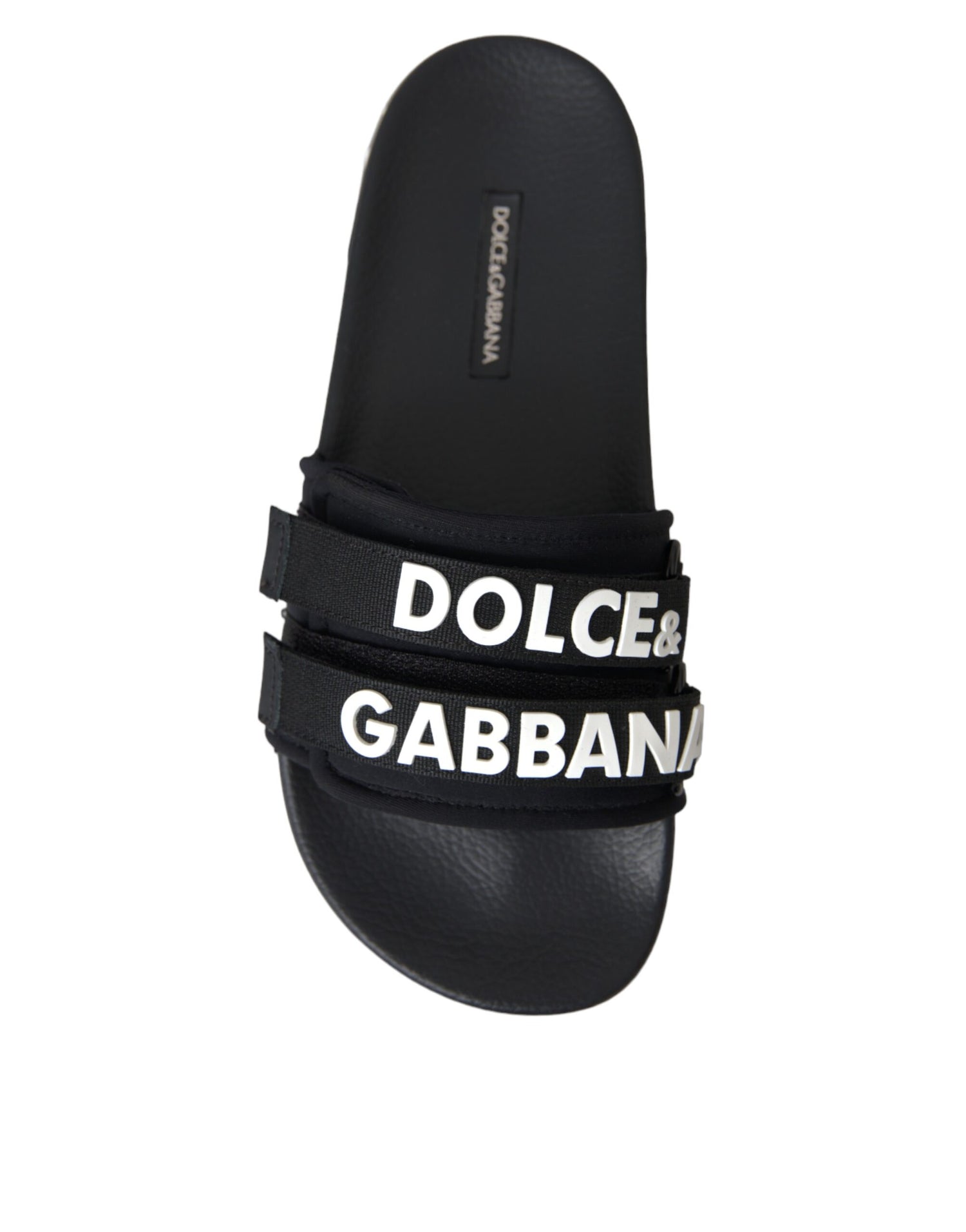 Dolce &amp; Gabbana Black Logo Beachwear Flats Sandals Shoes