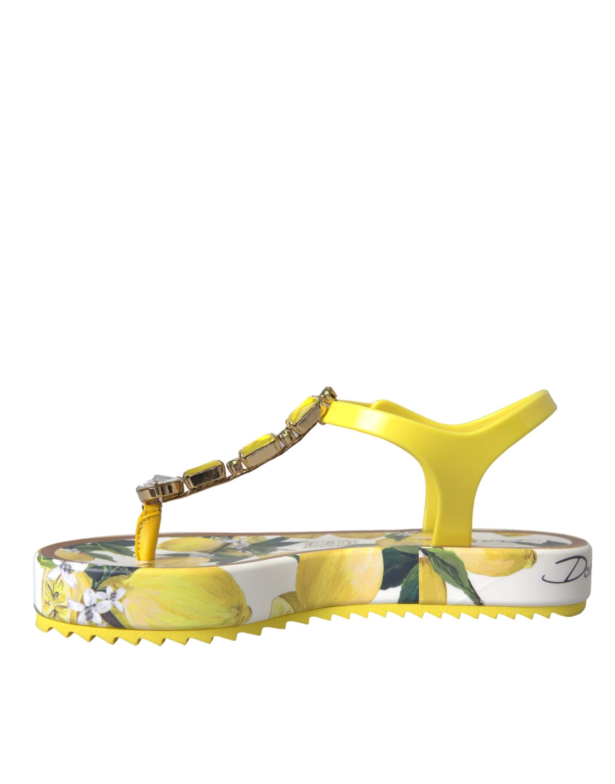 Dolce &amp; Gabbana Yellow Lemon Beachwear Flats Sandals Shoes