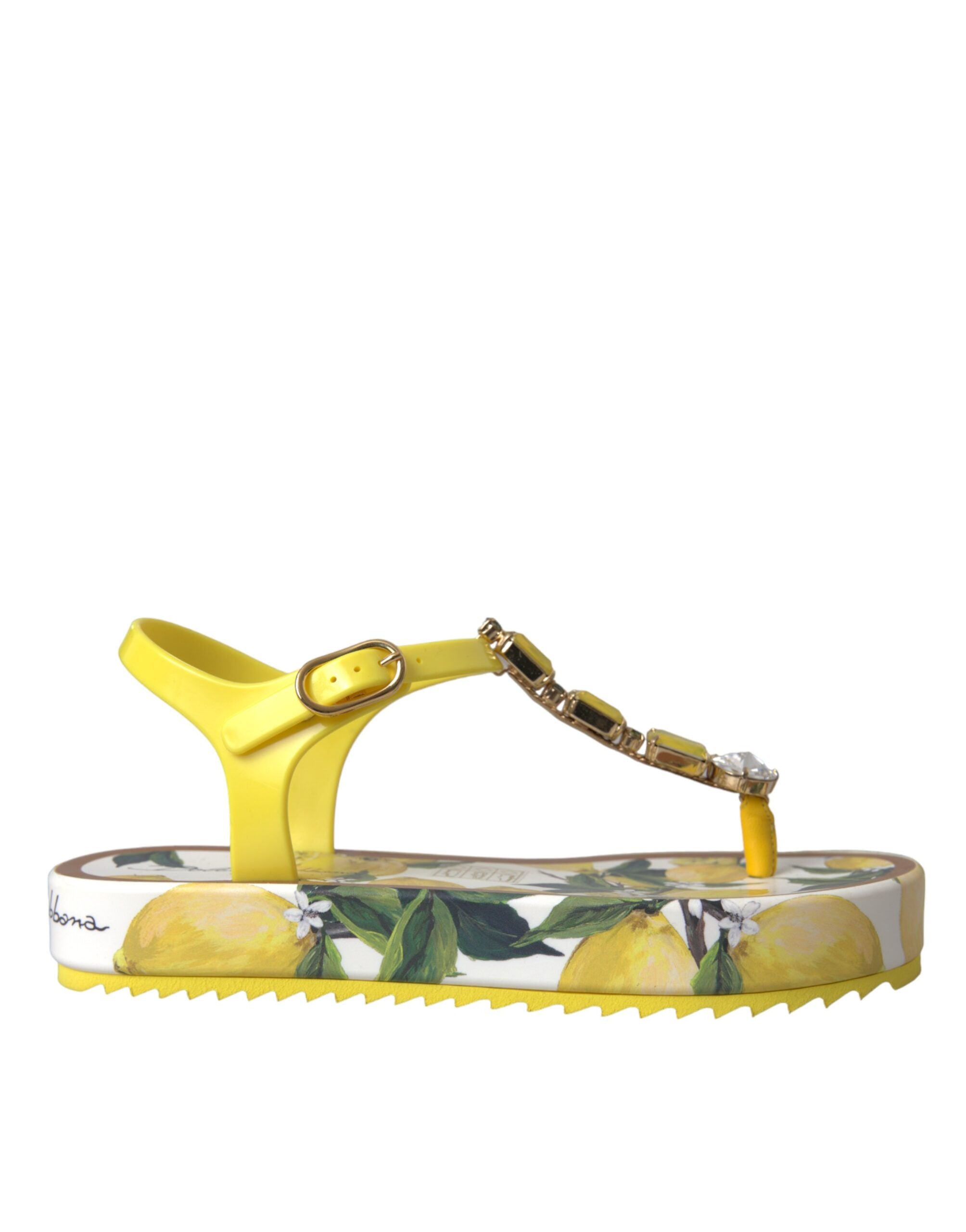 Dolce &amp; Gabbana Yellow Lemon Beachwear Flats Sandals Shoes