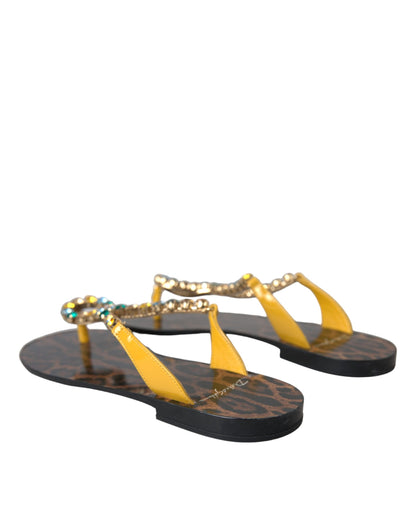 Dolce &amp; Gabbana Multicolor Crystal Sandals Flip Flops Shoes