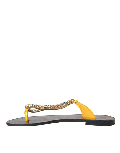 Dolce &amp; Gabbana Multicolor Crystal Sandals Flip Flops Shoes