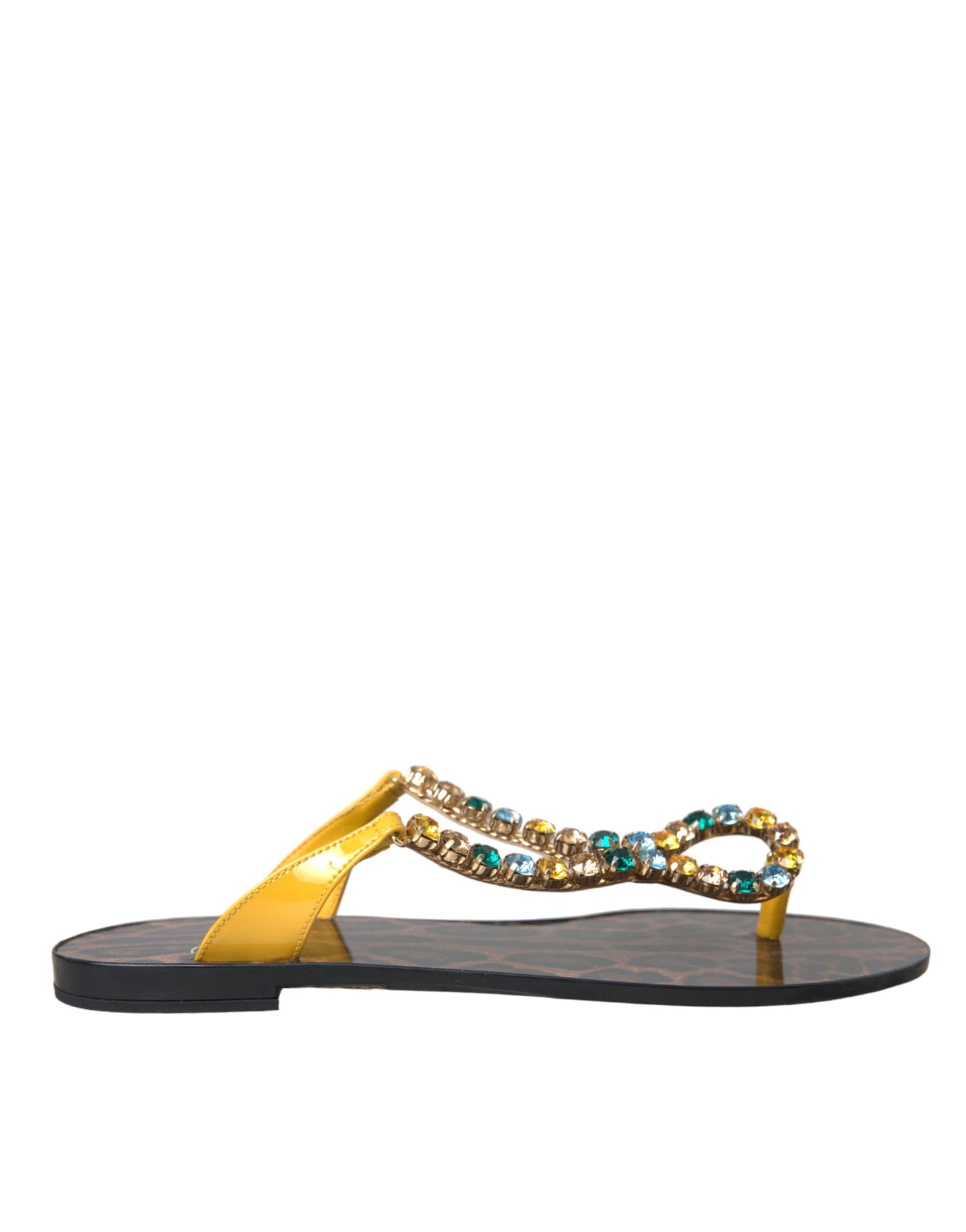 Dolce &amp; Gabbana Multicolor Crystal Sandals Flip Flops Shoes