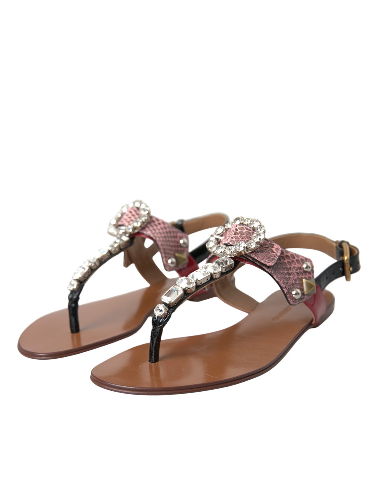 Dolce &amp; Gabbana Multicolor Crystal Sandals Flip Flops Shoes