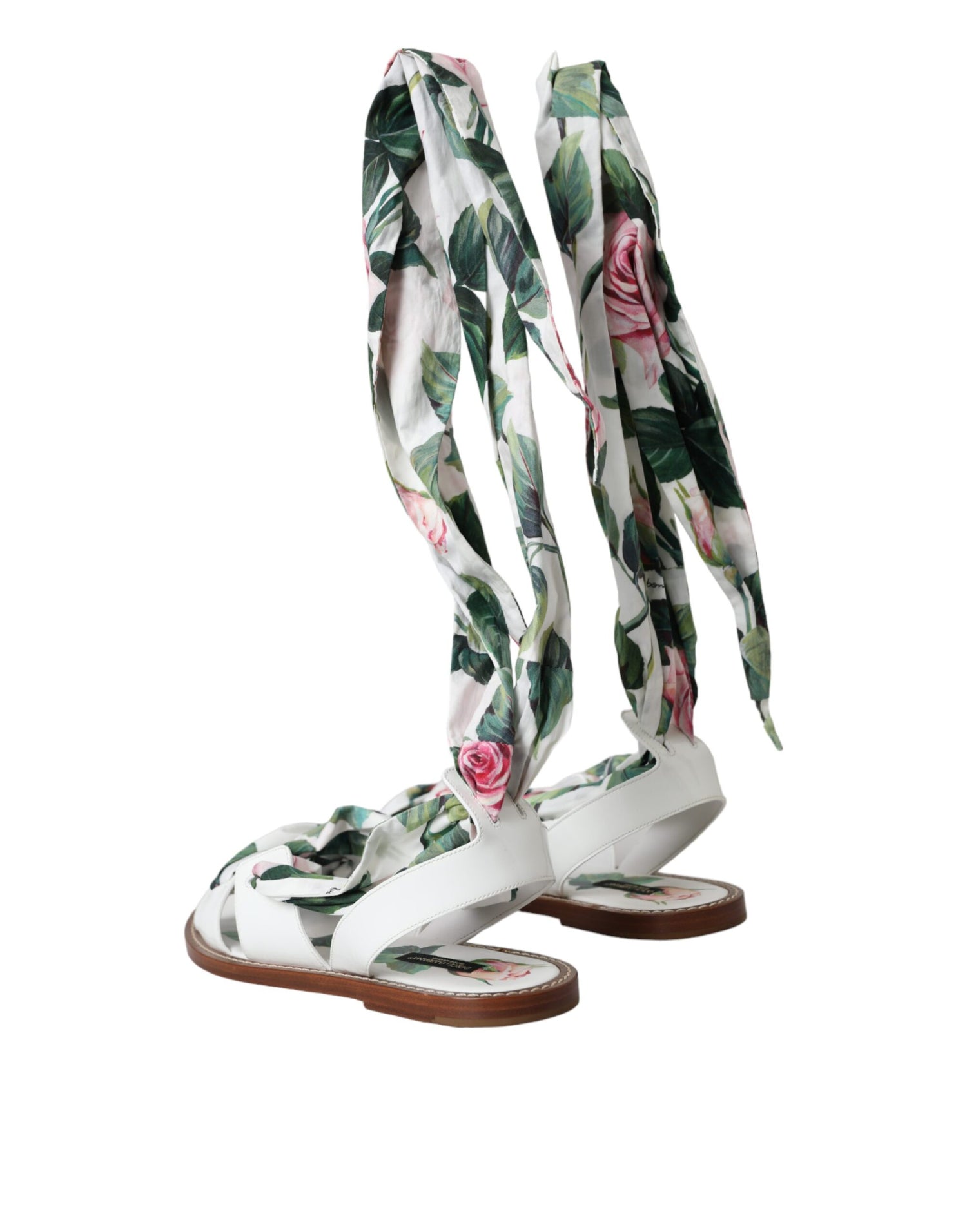 Dolce &amp; Gabbana Multicolor Floral Print Ankle Wrap Sandals Shoes