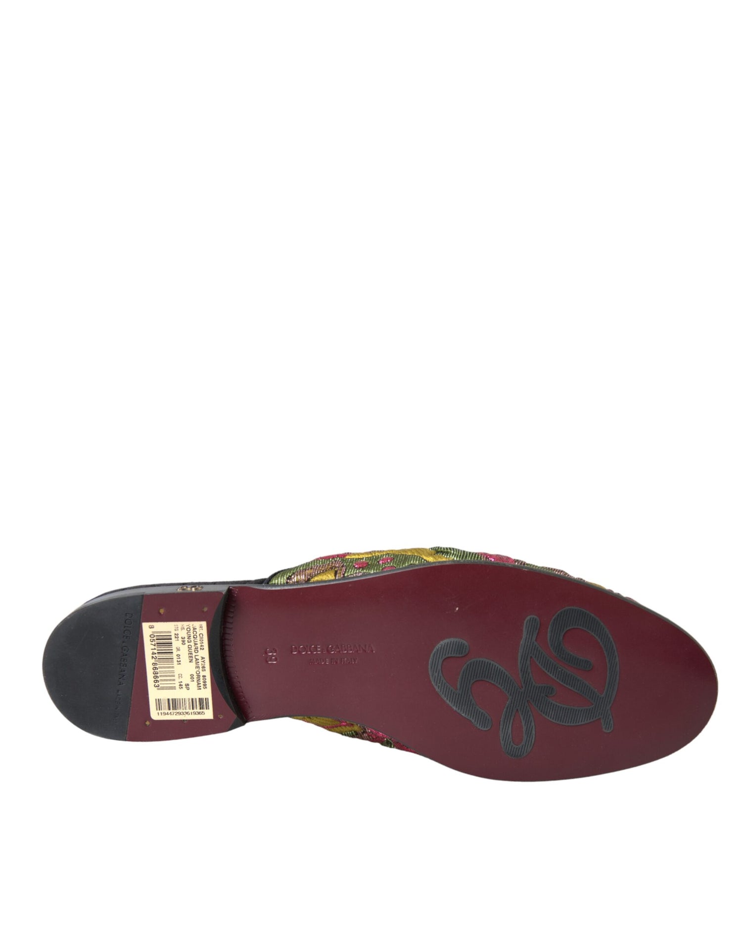 Dolce &amp; Gabbana Multicolor Brocade DG Logo Mule Flat Sandals Shoes