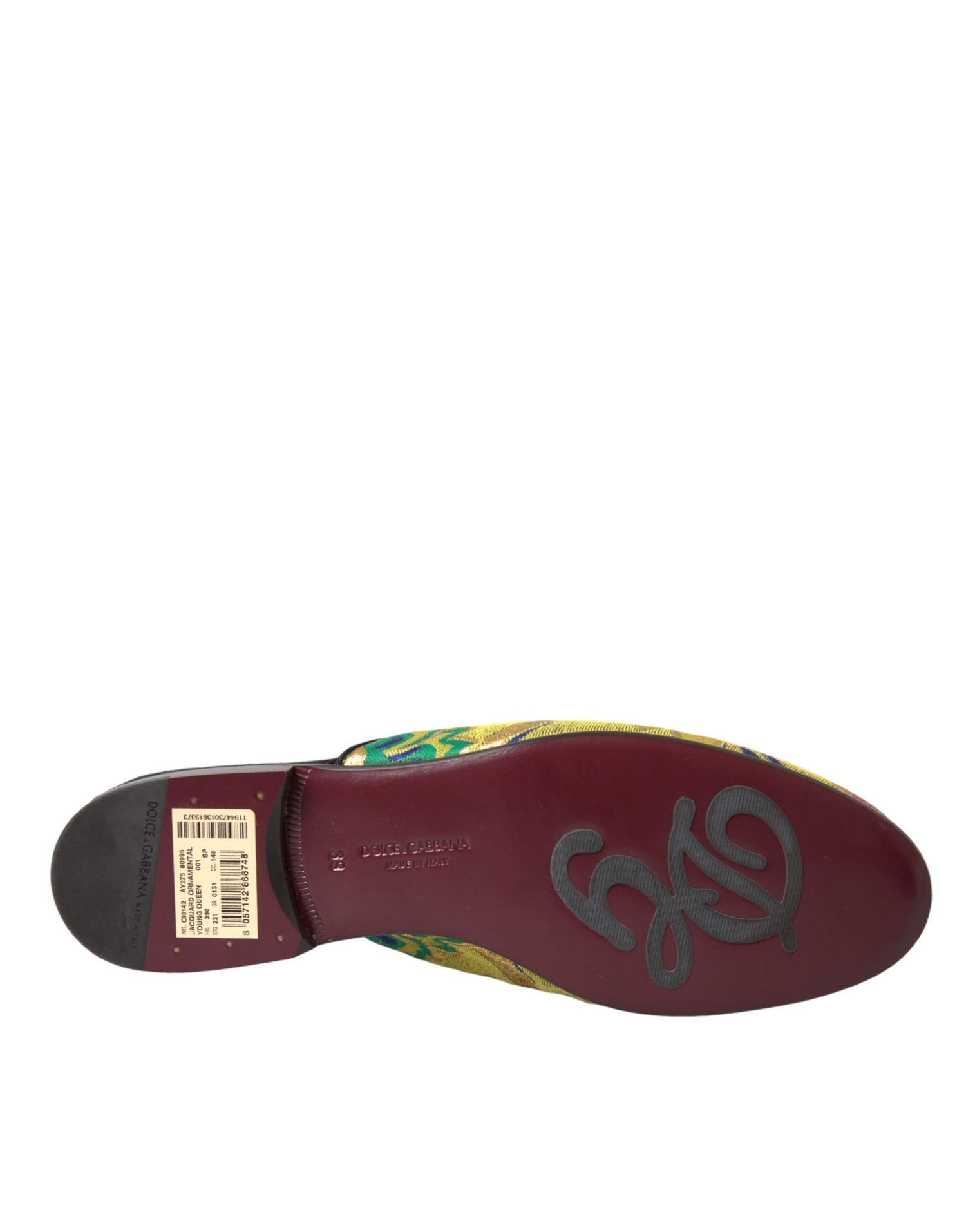 Dolce &amp; Gabbana Multicolor Jacquard DG Logo Mule Flat Sandals Shoes